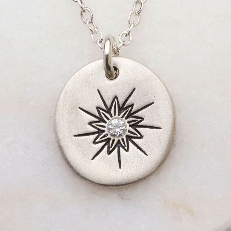 Sunburst Diamond Necklace (Sterling Silver)
