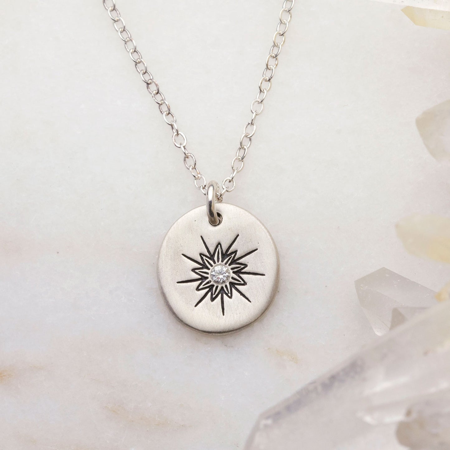 Sunburst Diamond Necklace (Sterling Silver)