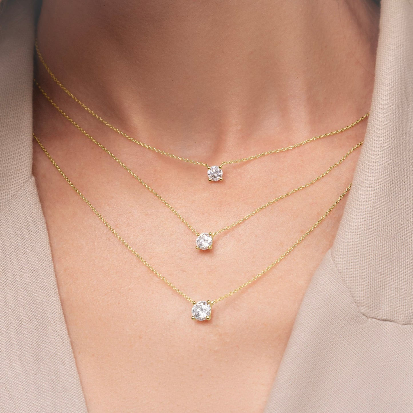 You are a Light Diamond Solitaire Pendant Necklace 1.0ct (14K Solid Gold)