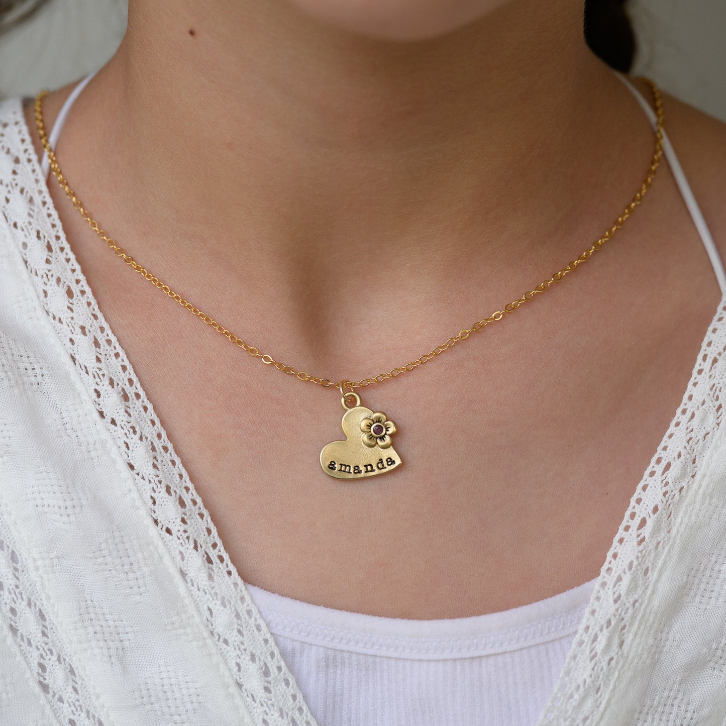 Personalized Birthstone Bloom Jumble Necklace (Gold Plated)