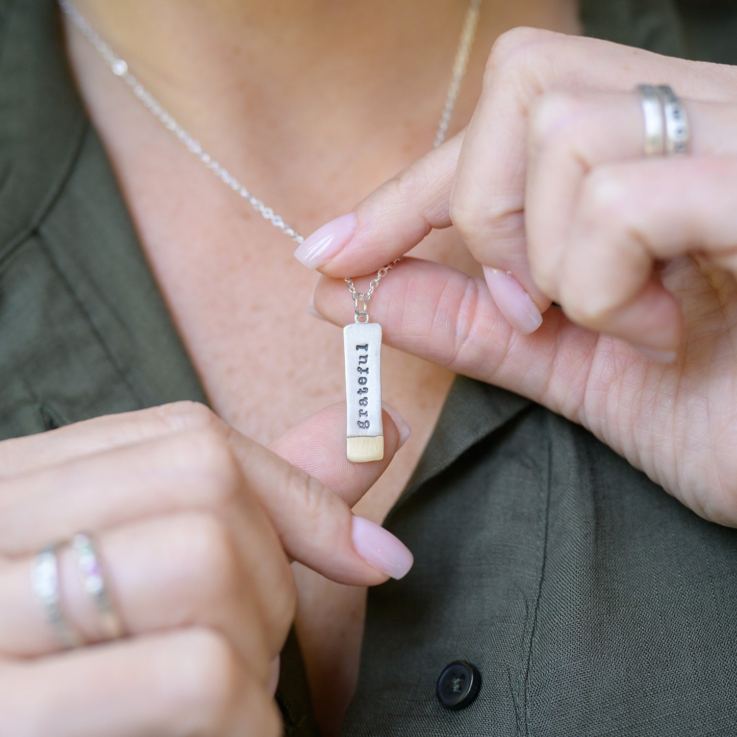 Gold Dipped Bar Necklace (Sterling Silver & 14K Solid Gold)