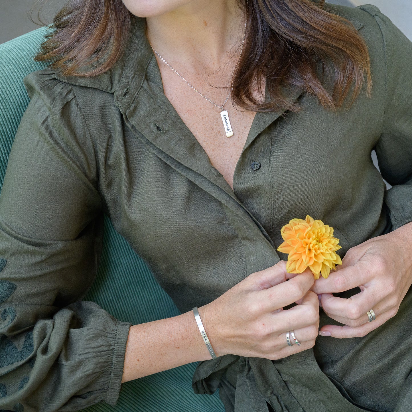 Gold Dipped Bar Necklace (Sterling Silver & 14K Solid Gold)