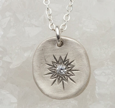 Sunburst Diamond Necklace (Sterling Silver)