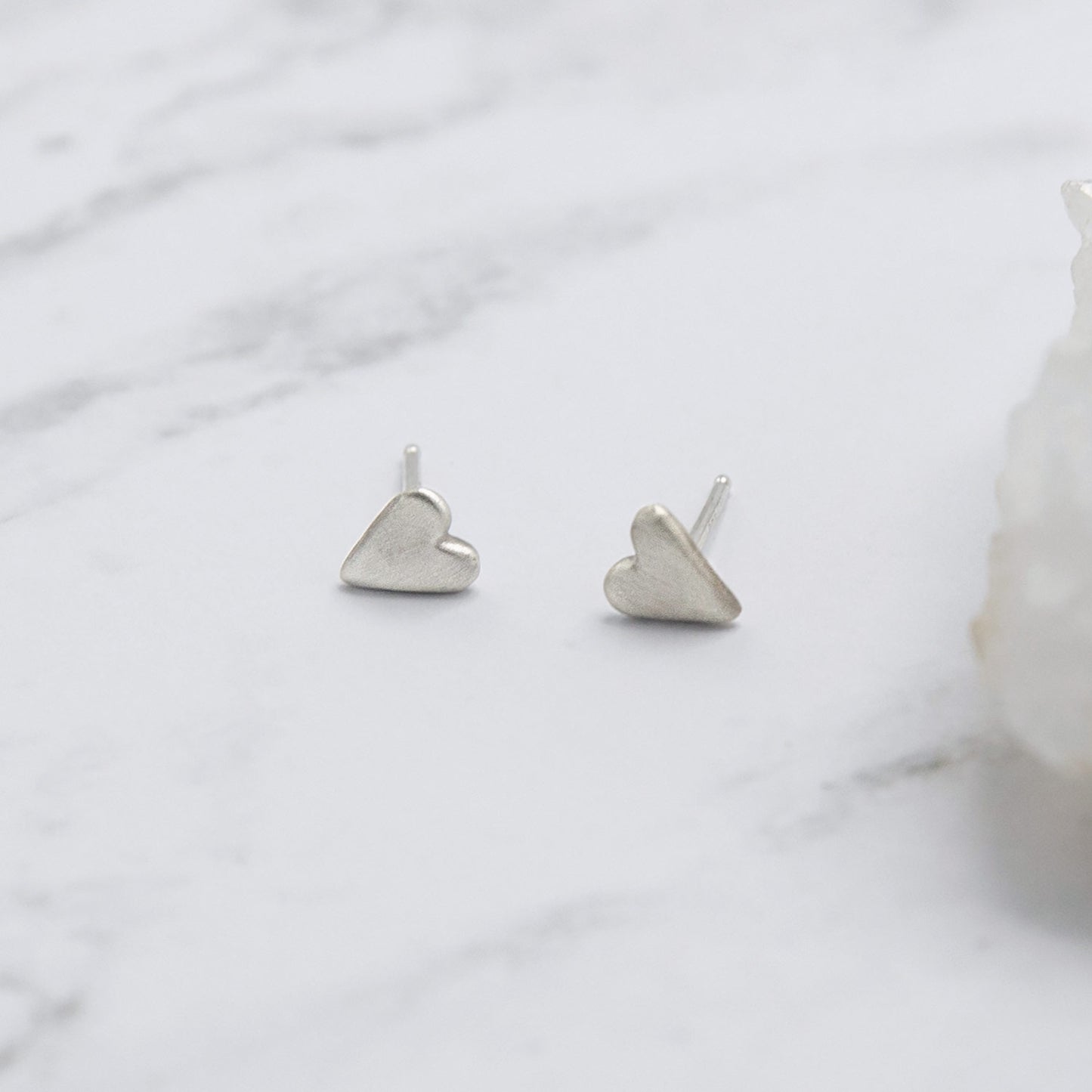 Tiny Heart Stud Earrings (Sterling Silver)