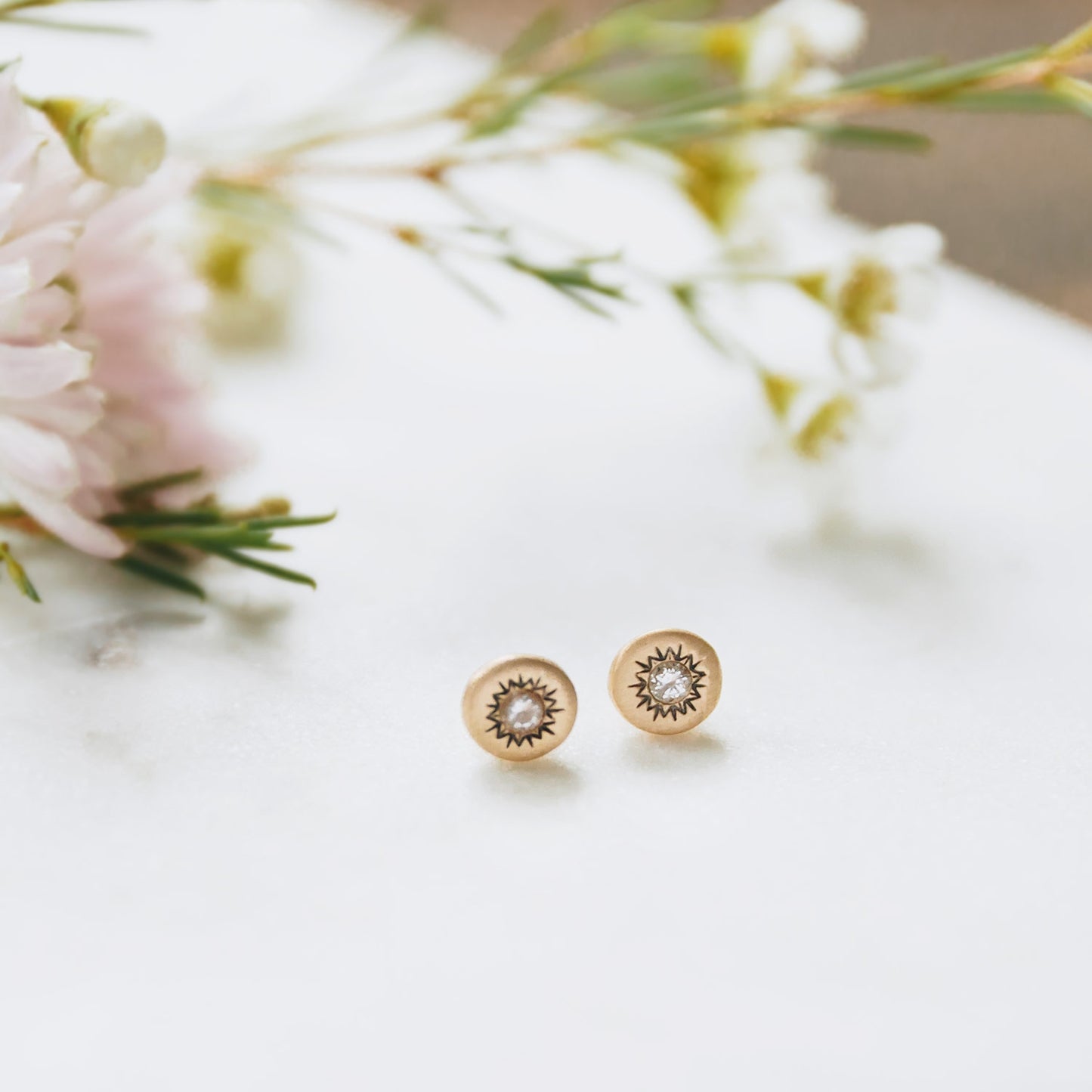 Sunburst Stud Earrings (Gold Vermeil)