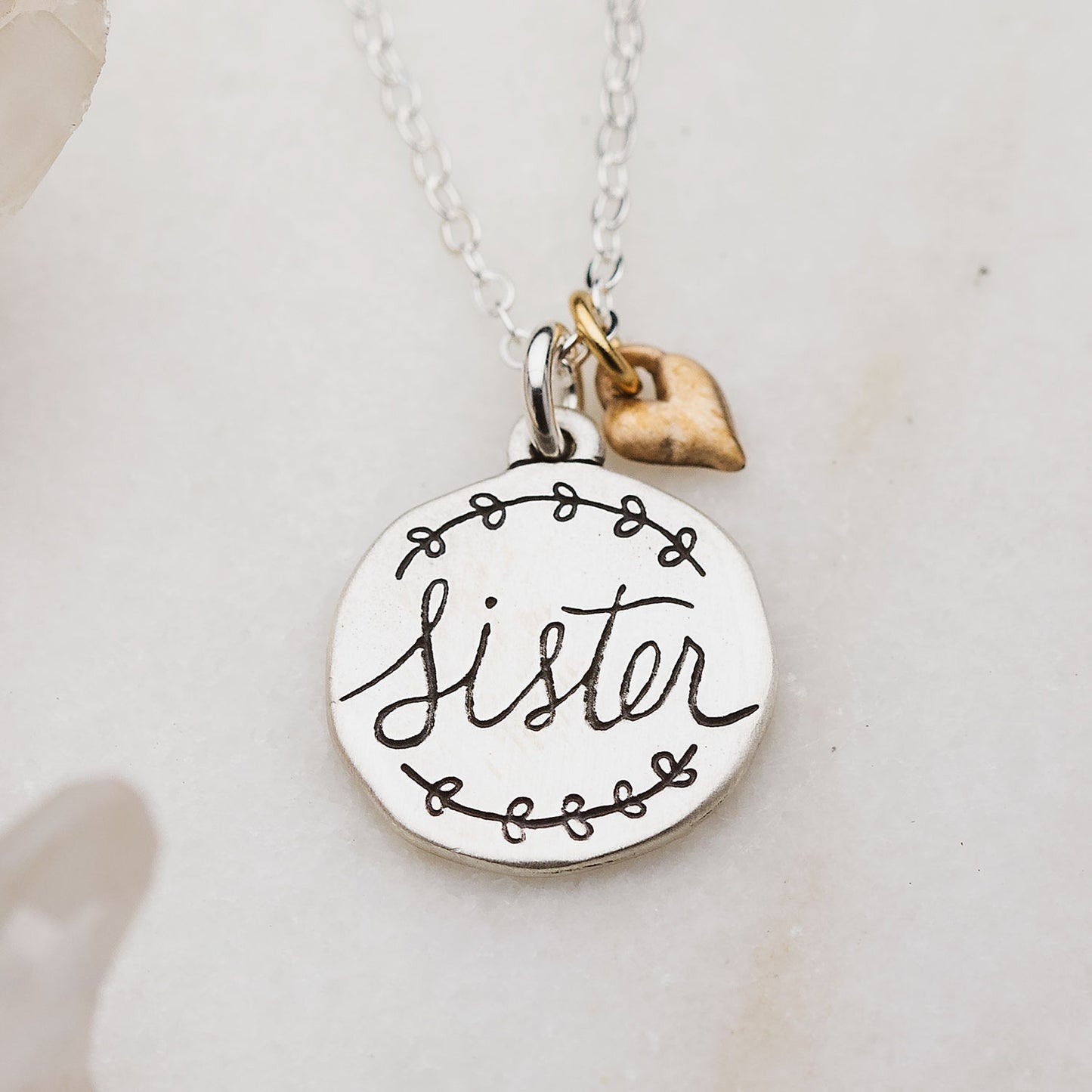 Heart To Heart Sister Necklace (Sterling Silver)