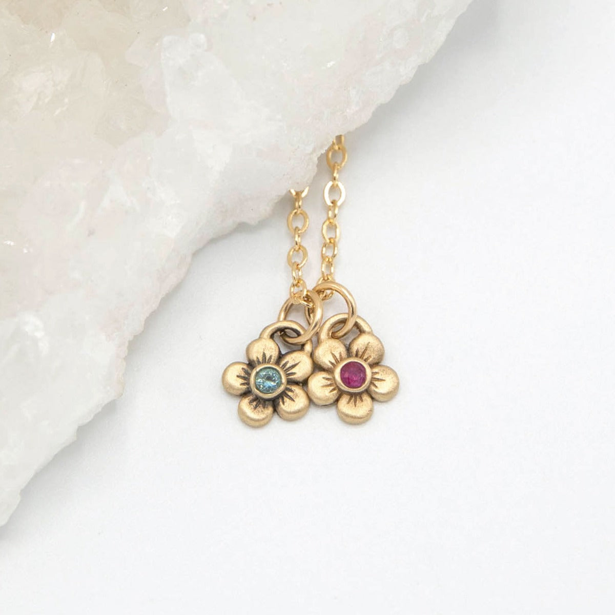 Birthstone Bloom Necklace (9K Solid Gold)