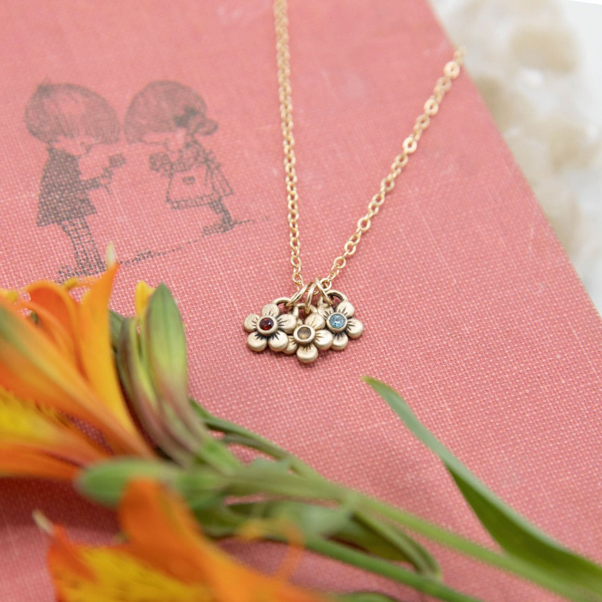 Birthstone Bloom Necklace (9K Solid Gold)