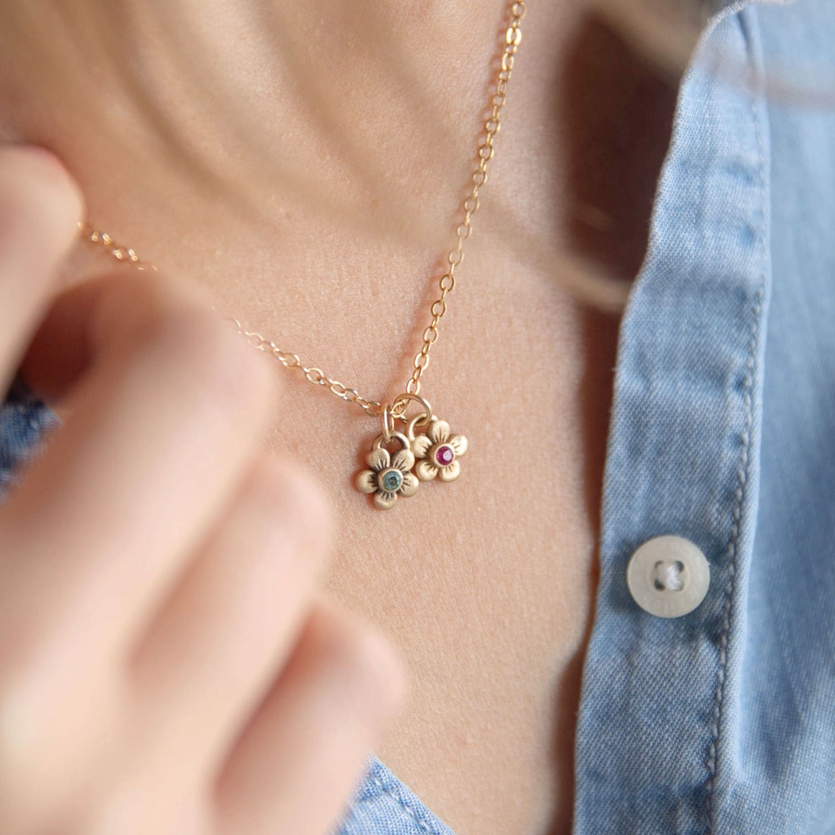 Birthstone Bloom Necklace (9K Solid Gold)