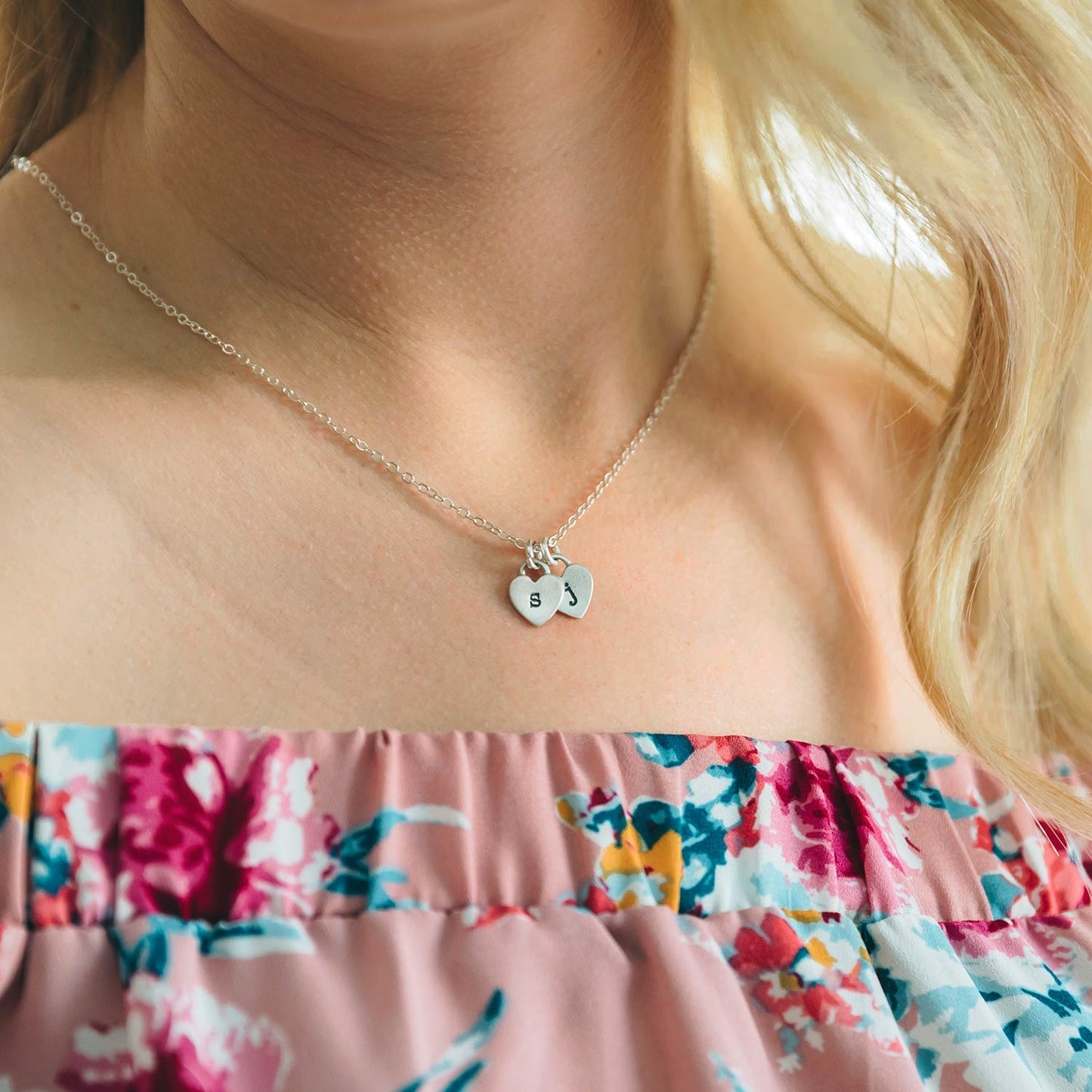 Cherished Hearts Initials Necklace (Sterling Silver)