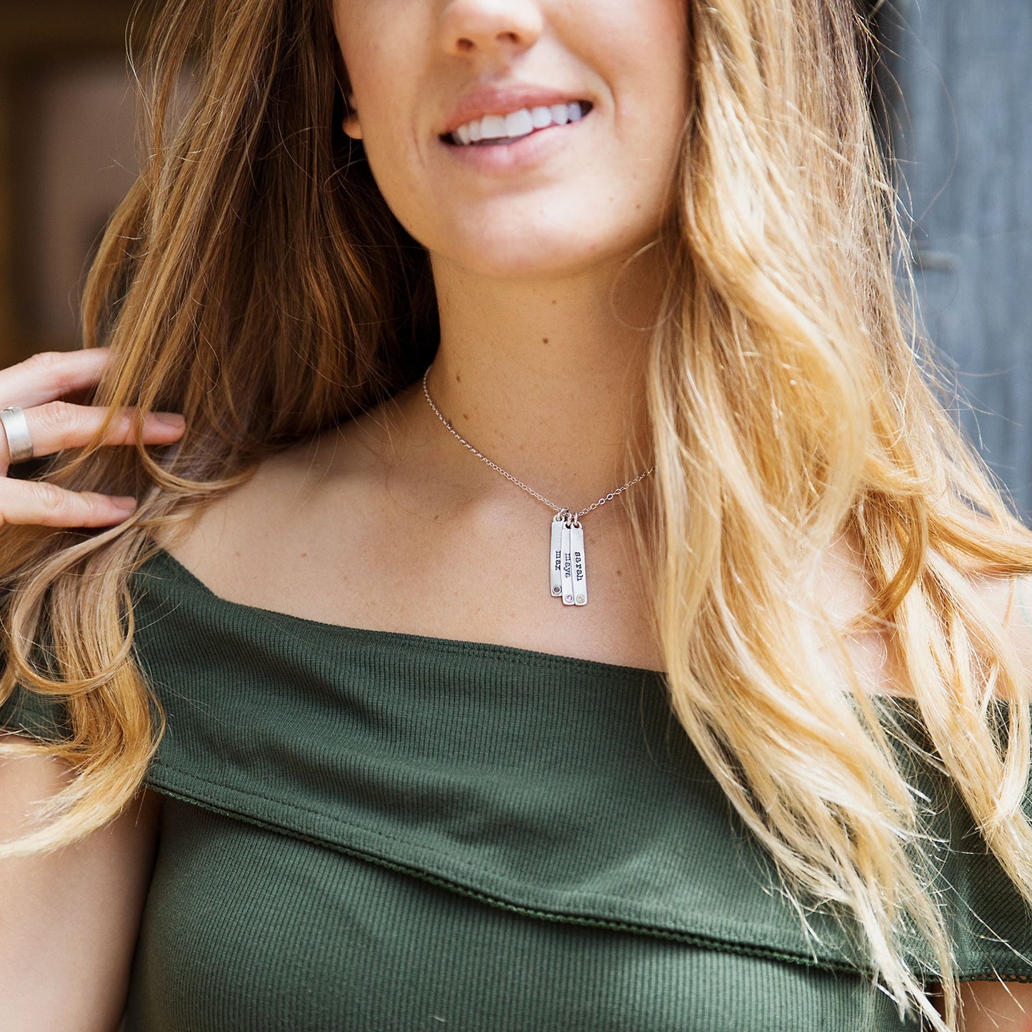 Bezel Birthstone Necklace (Sterling Silver)