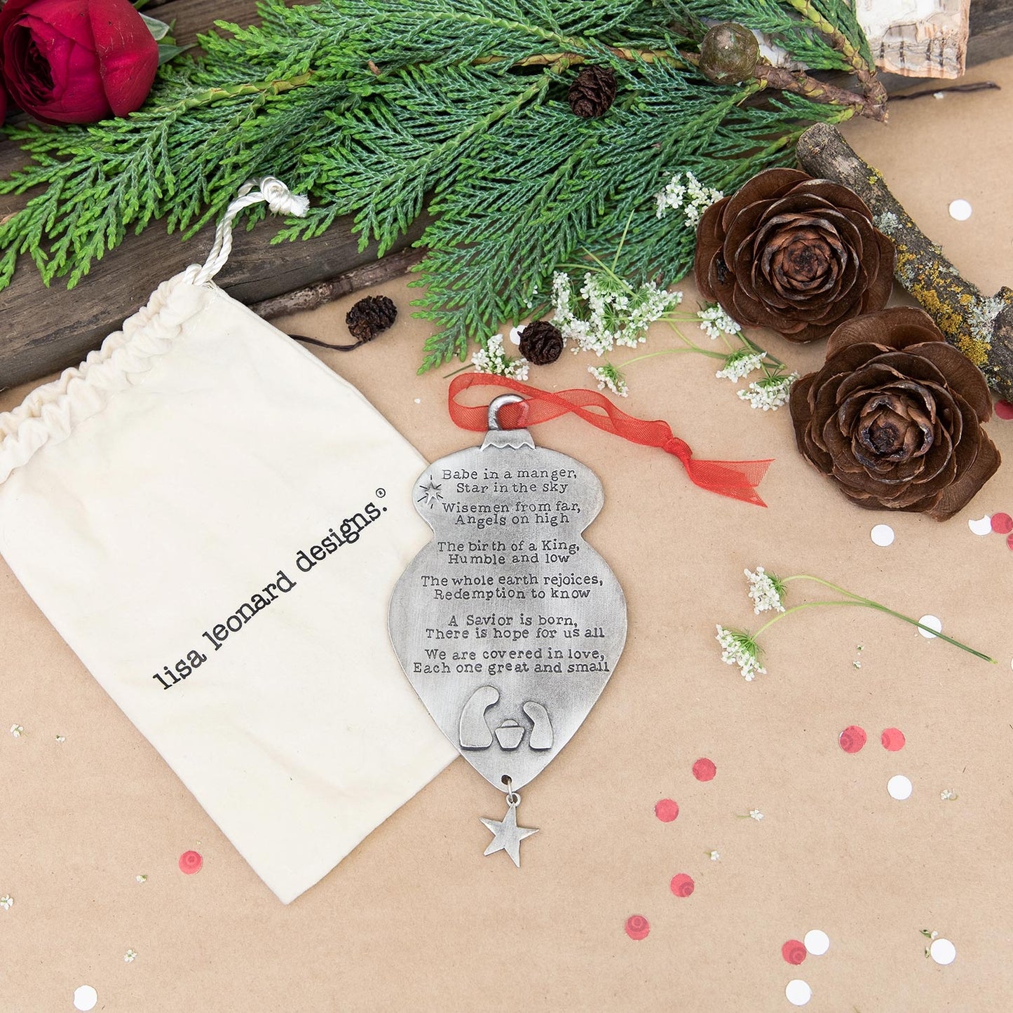 Babe in a Manger Ornament (Pewter)