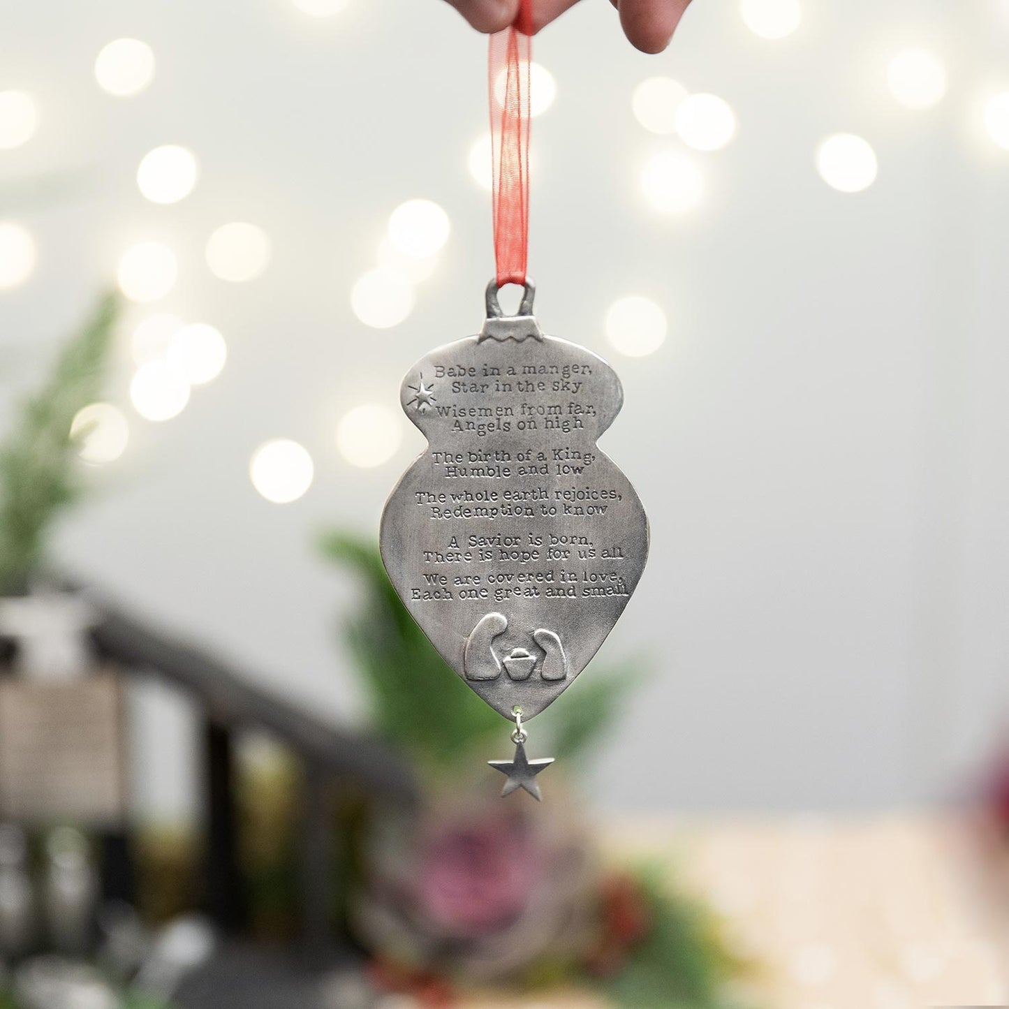 Babe in a Manger Ornament (Pewter)