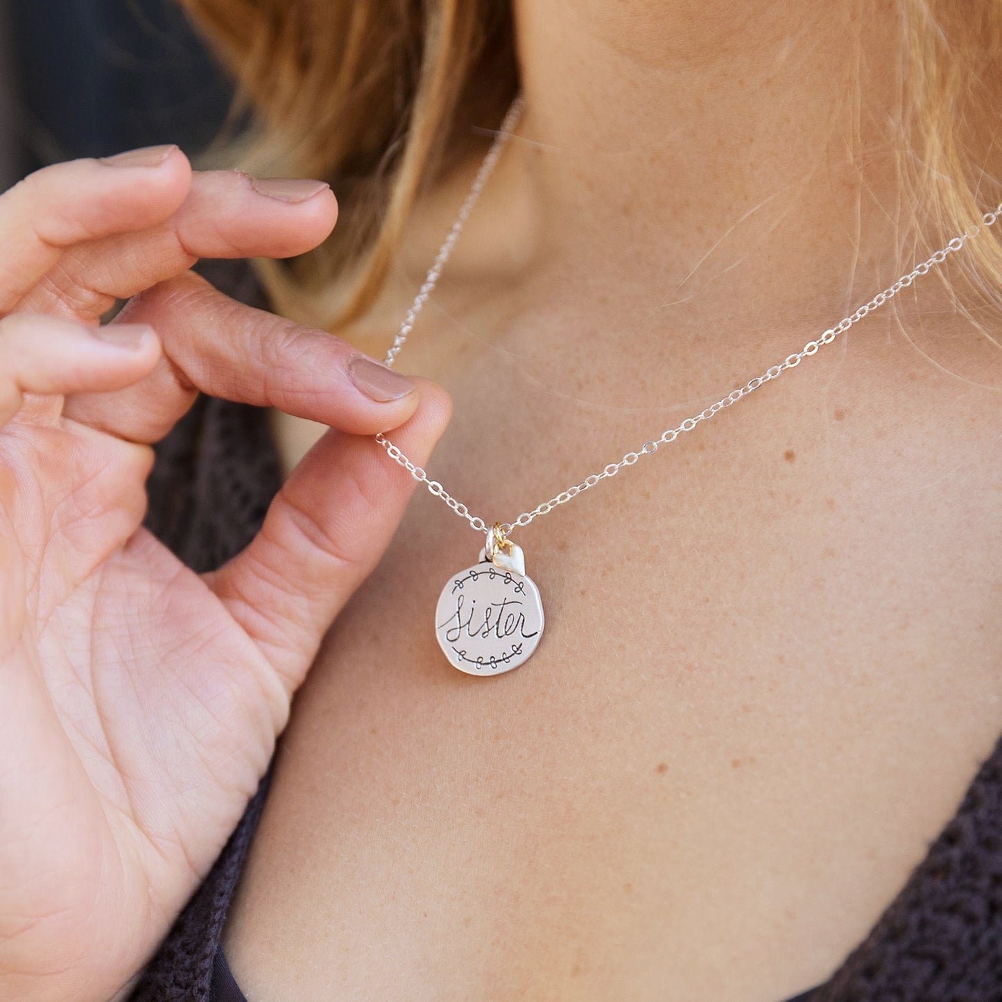 Heart To Heart Sister Necklace (Sterling Silver)