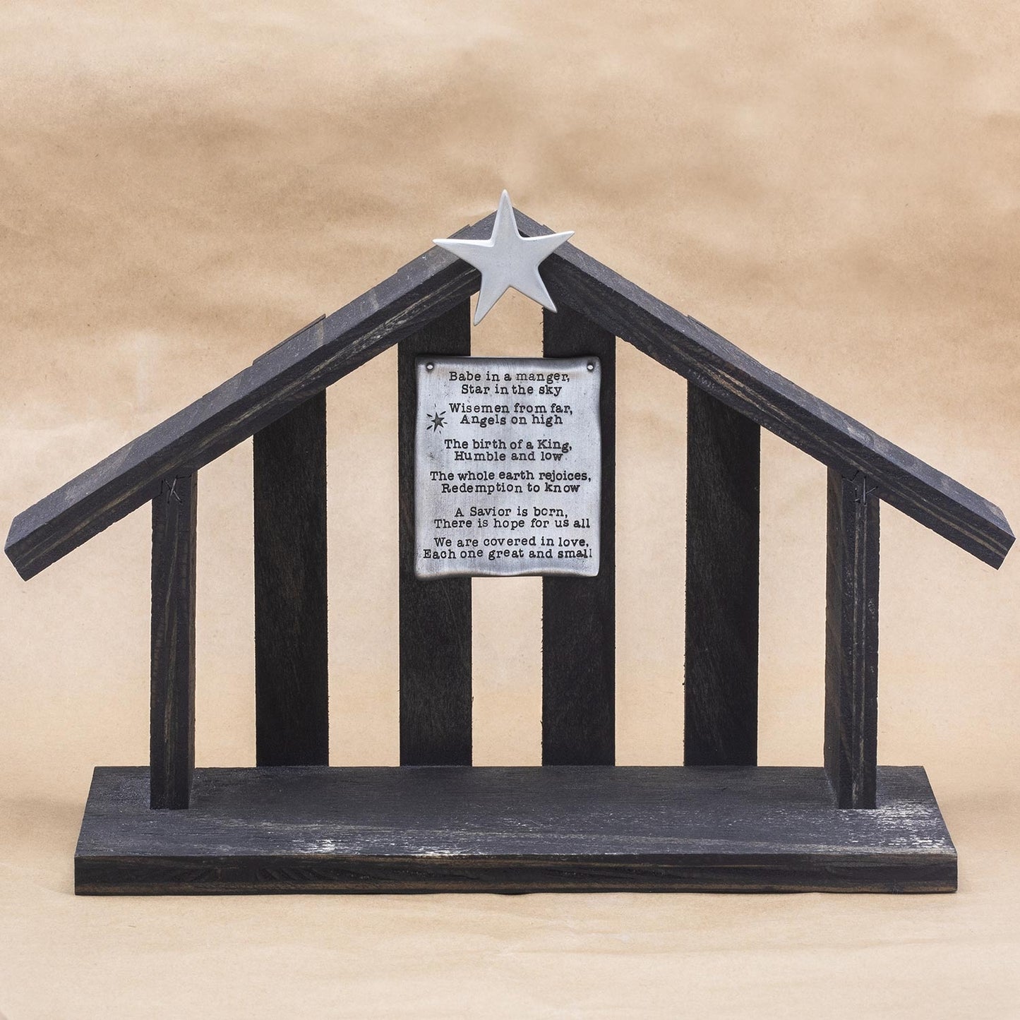 Nativity Wood Stable (Pewter)