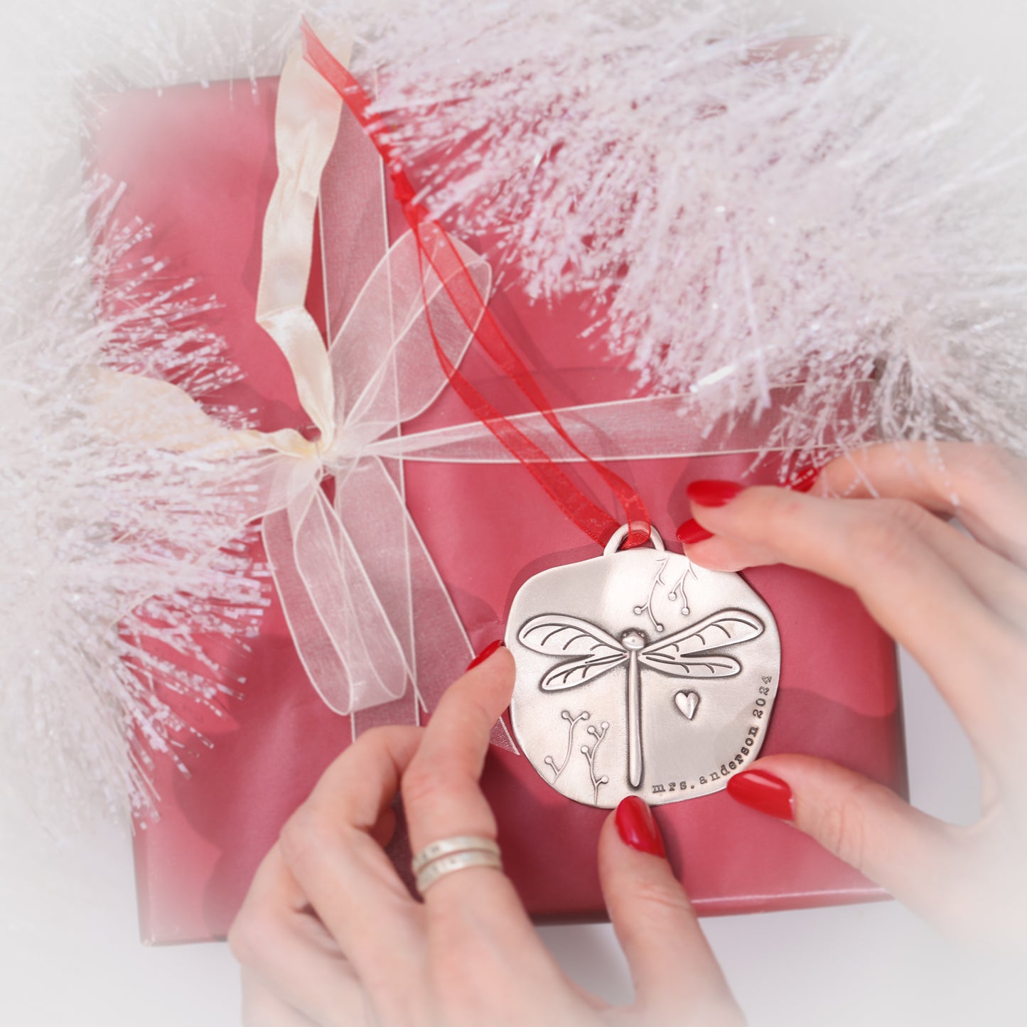 Dragonfly Fly By Ornament (Pewter)