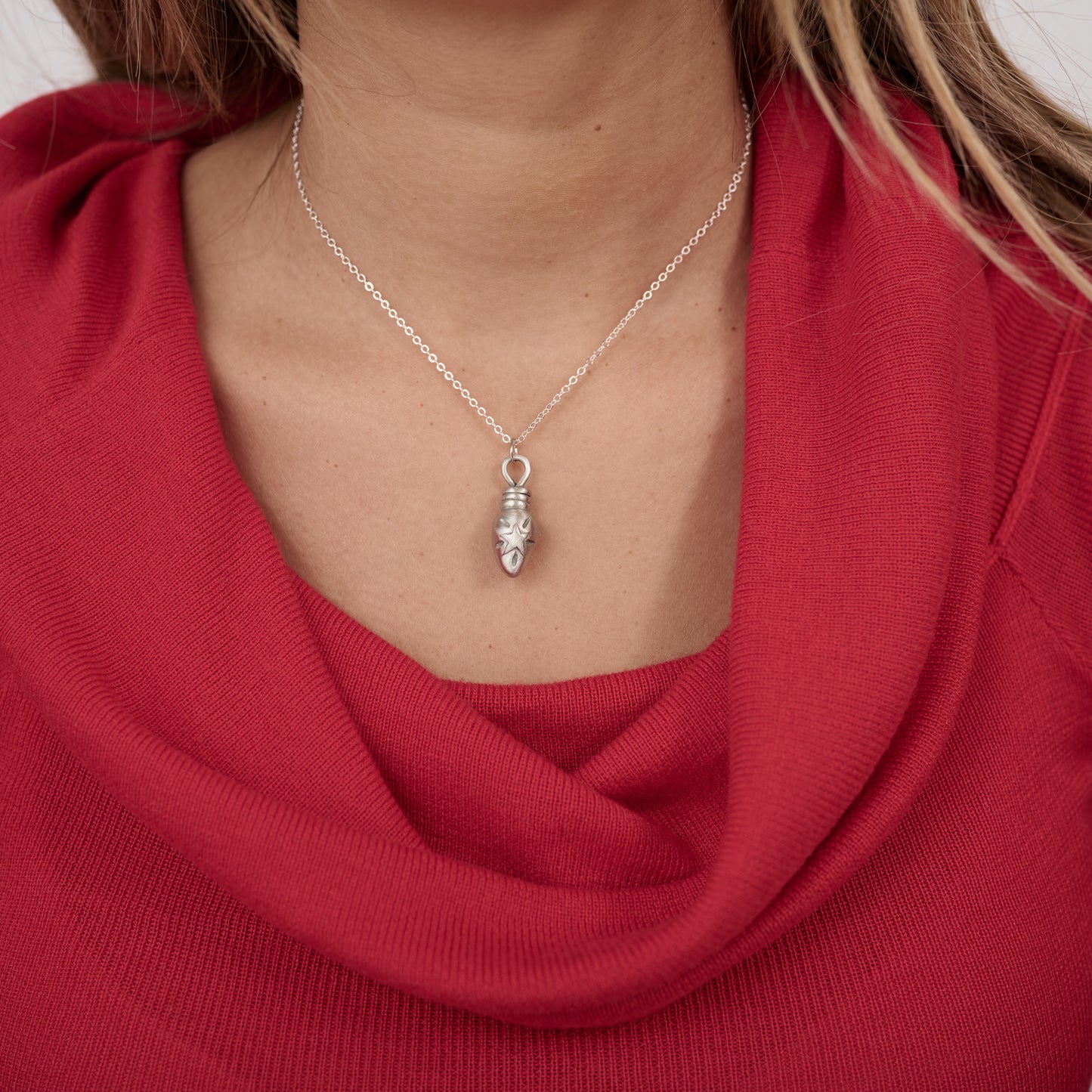 Christmas Bulb Necklace (Pewter)