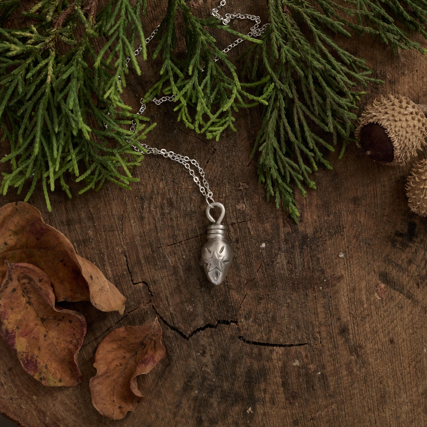 Christmas Bulb Necklace (Pewter)