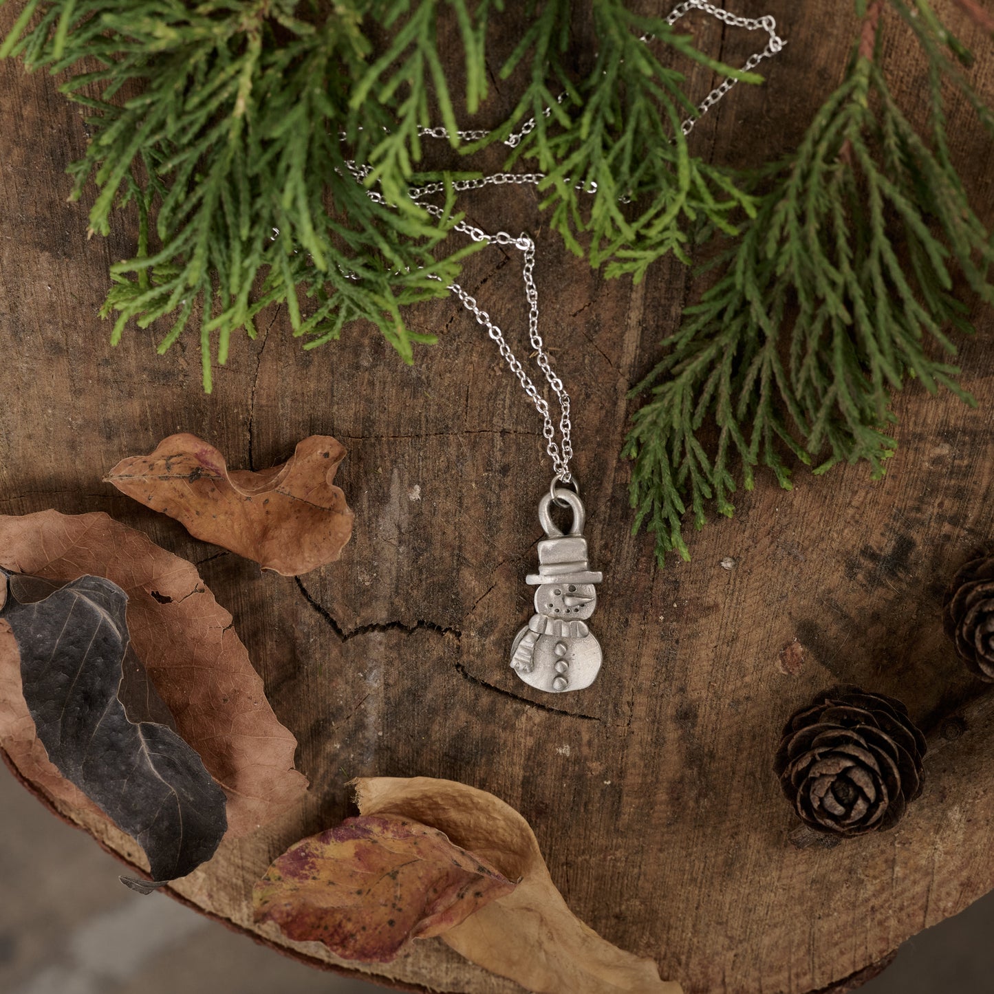 Mr. Snowman Necklace (Pewter)