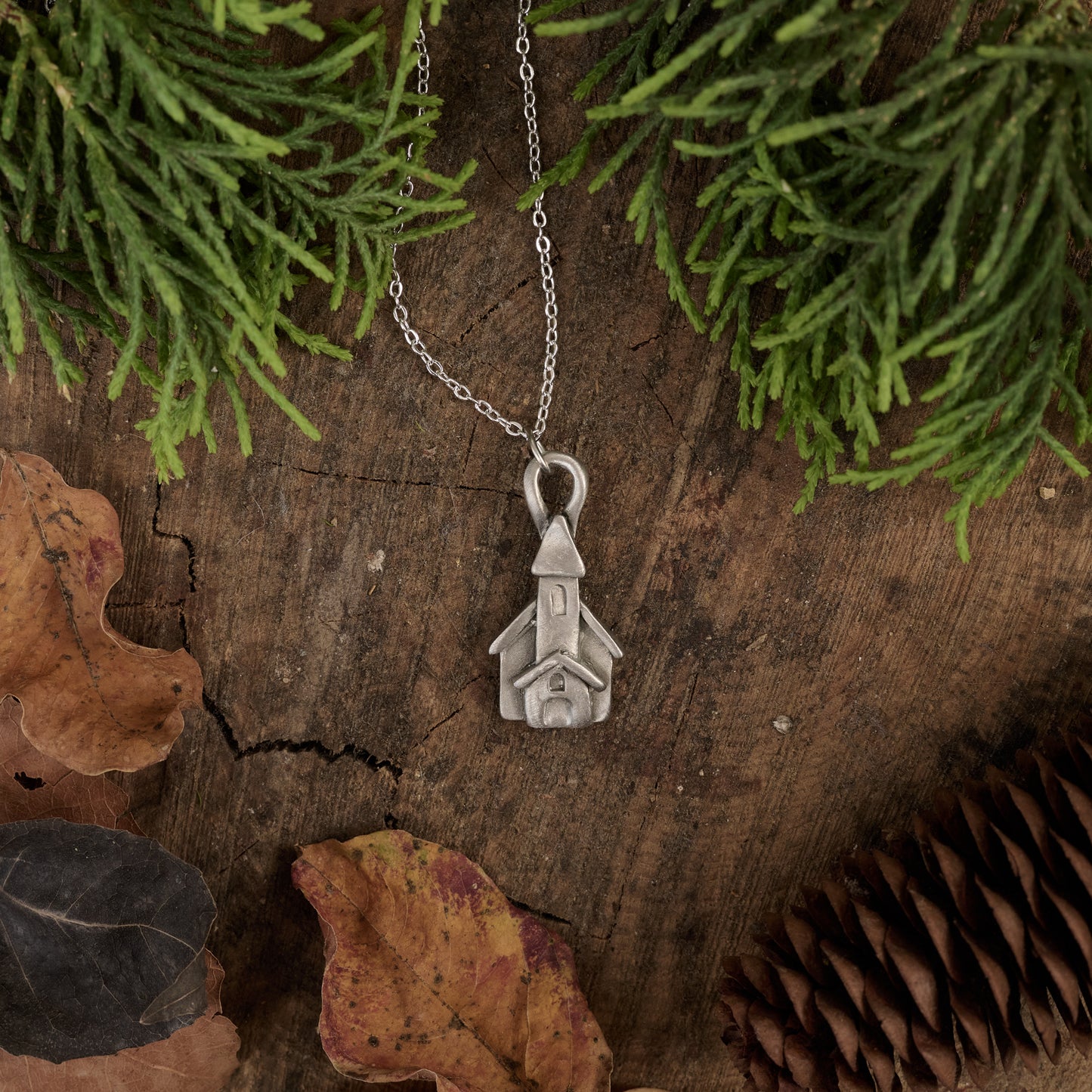 Village Church Necklace (Pewter)