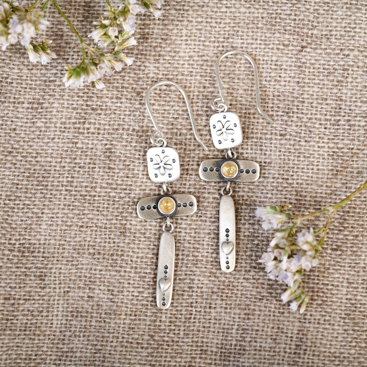 Floral Drop Earrings (Sterling Silver)