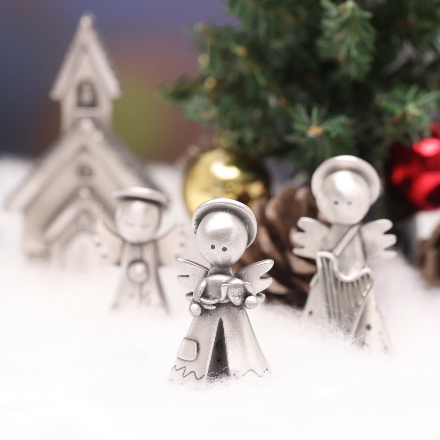 Safely Held Angel With Dog (Pewter)