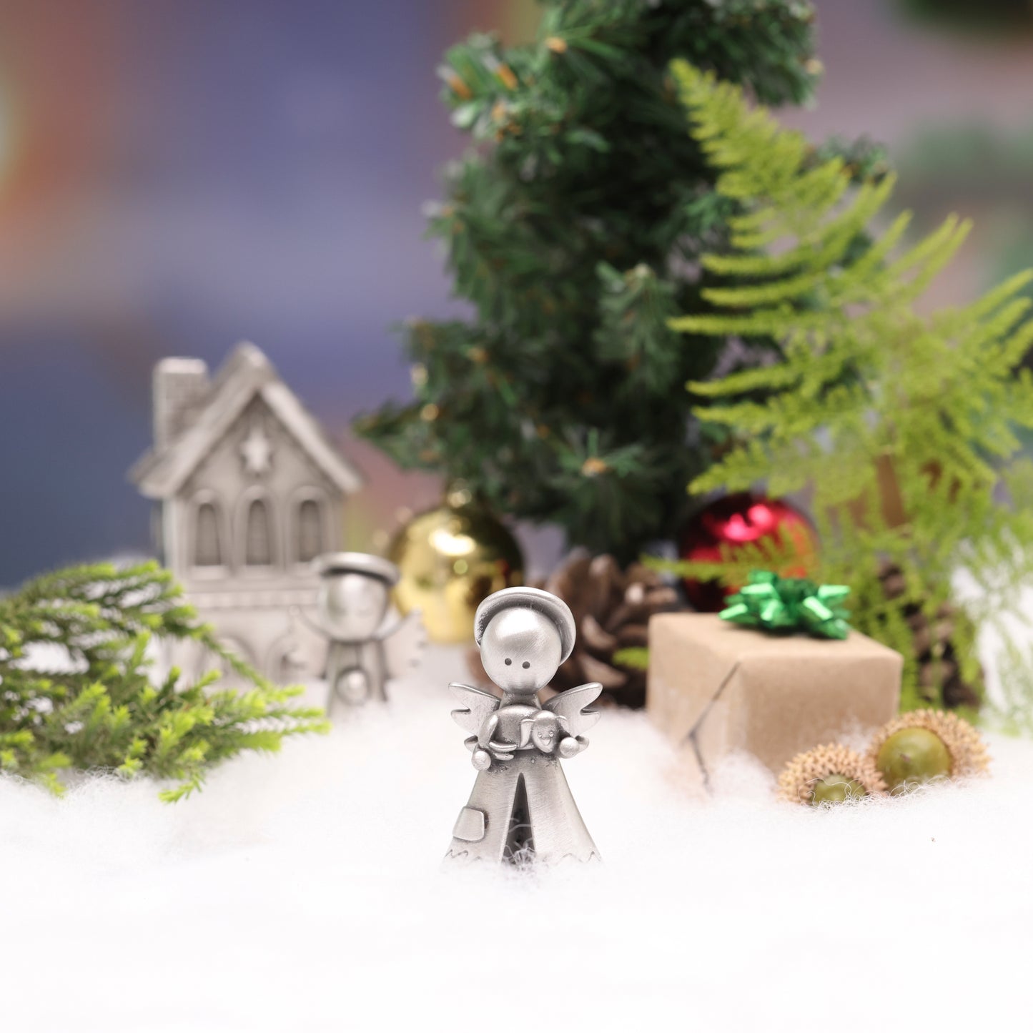 Safely Held Angel With Dog (Pewter)