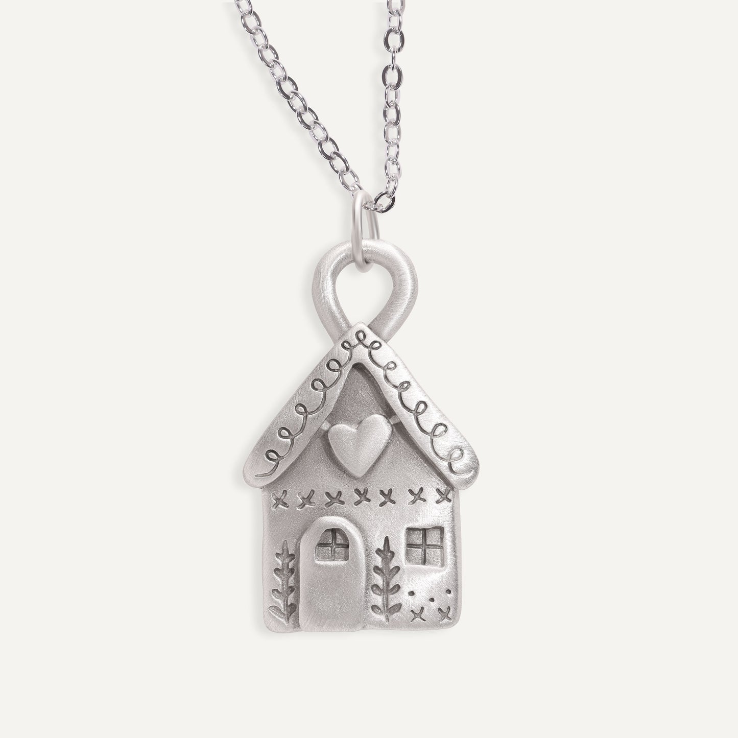 Gingerbread House Necklace (Pewter)