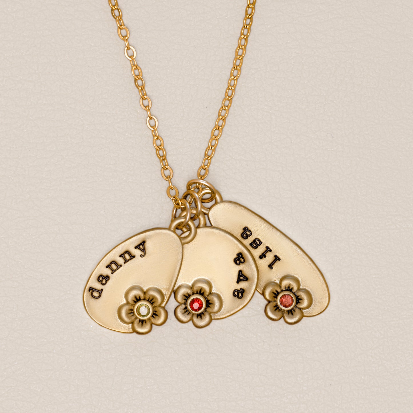 Personalized Birthstone Bloom Jumble Necklace (Gold Plated)