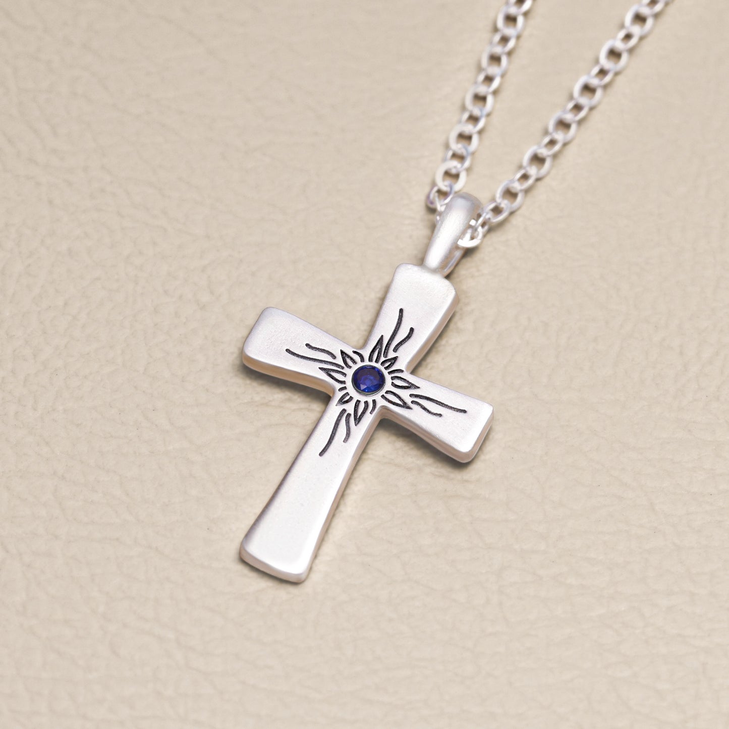Abundant Birthstone Cross Necklace (Sterling Silver)