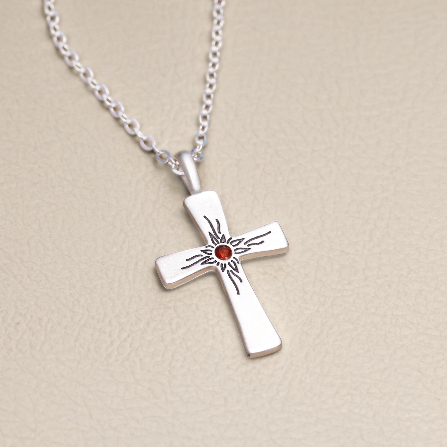 Abundant Birthstone Cross Necklace (Sterling Silver)