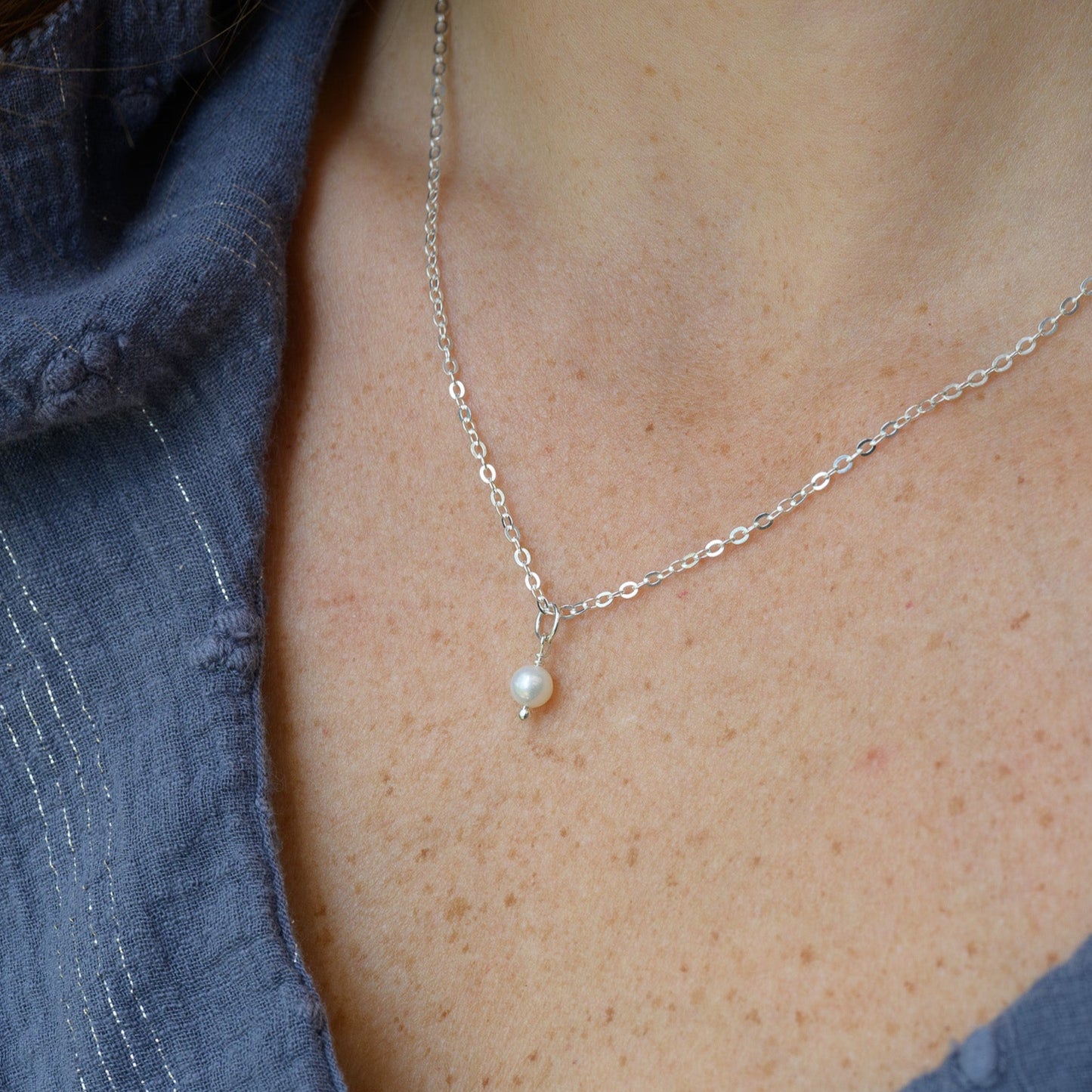 Sweet Dainty Freshwater Pearl Necklace (Sterling Silver)
