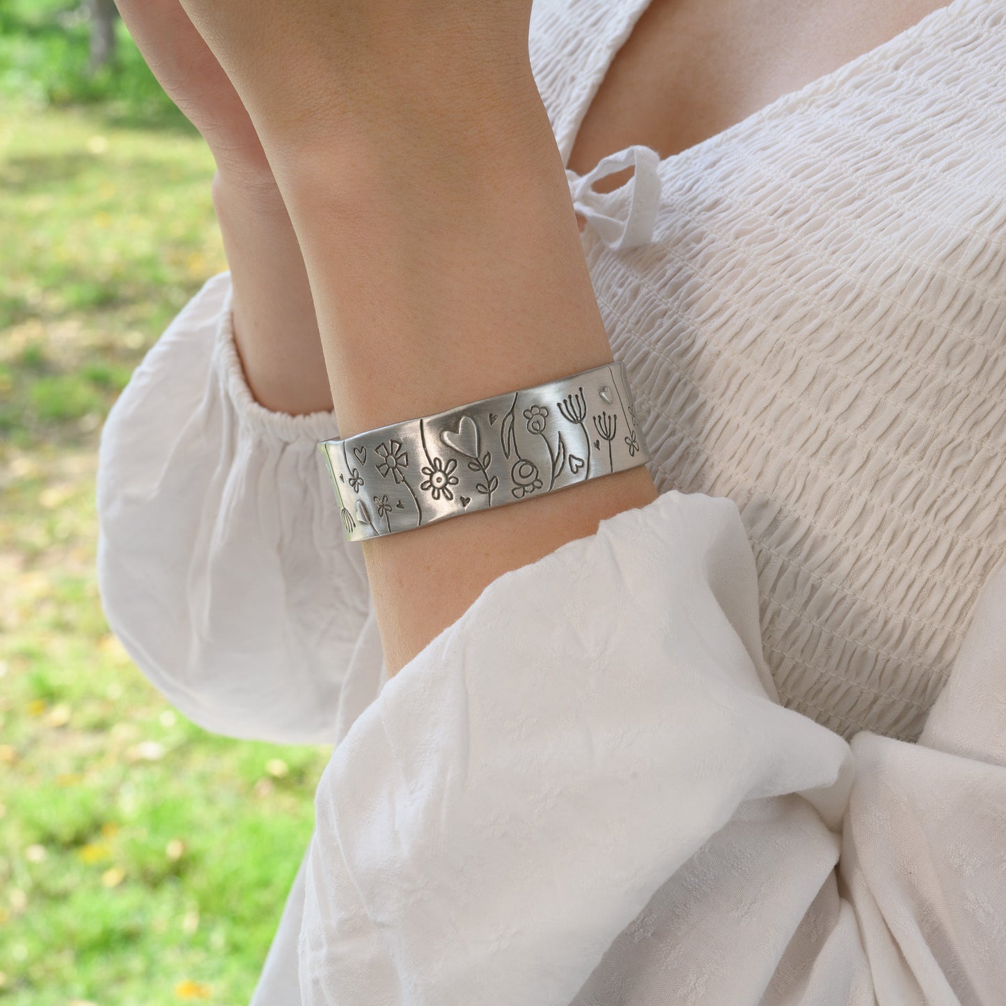 Beauty Is All Around Us Cuff (Pewter)