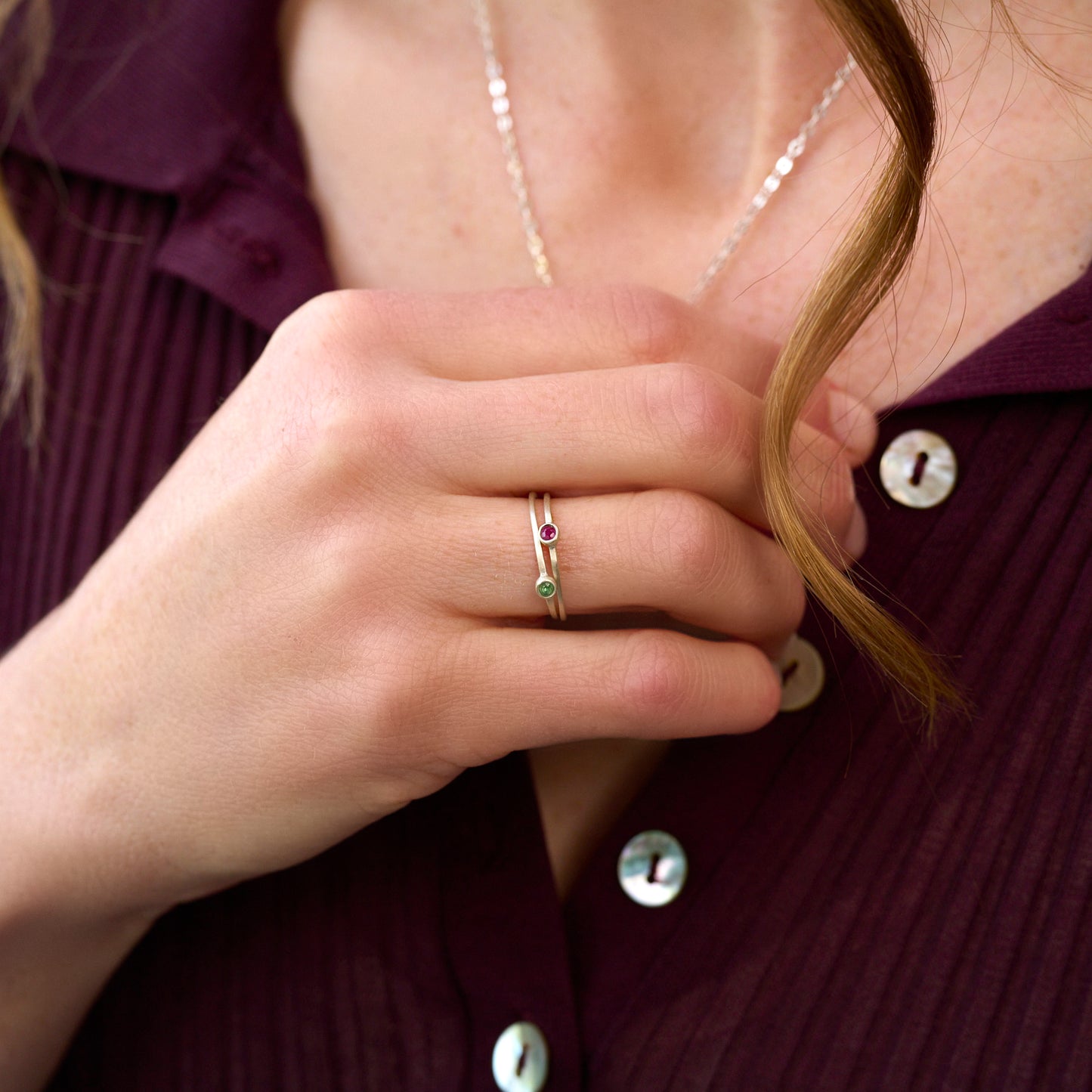 Dainty Finespun Birthstone Ring (Sterling Silver)