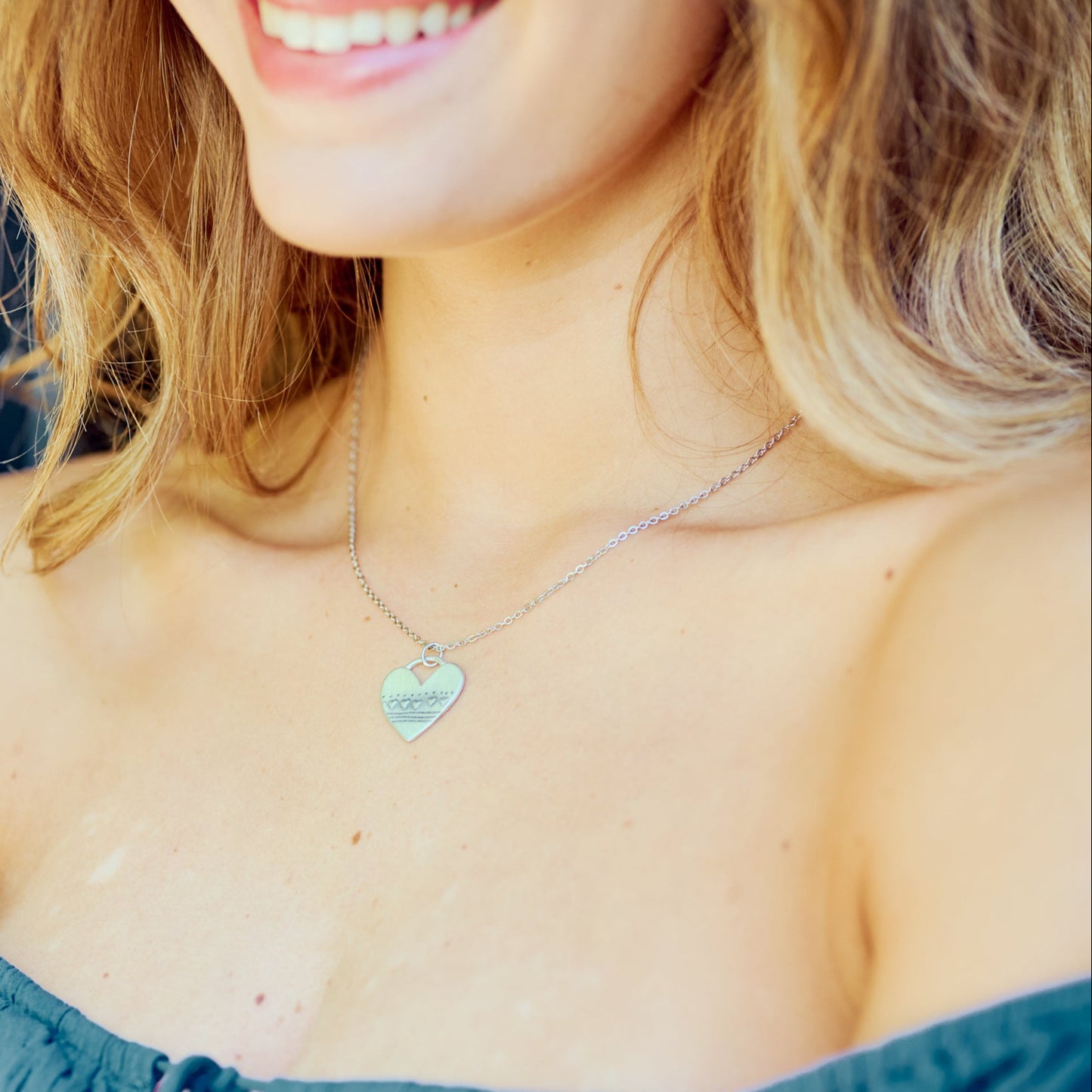 Row of Hearts Necklace (Pewter)