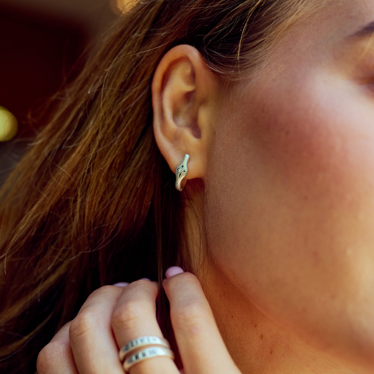North Star Hoop Earrings (Sterling Silver)