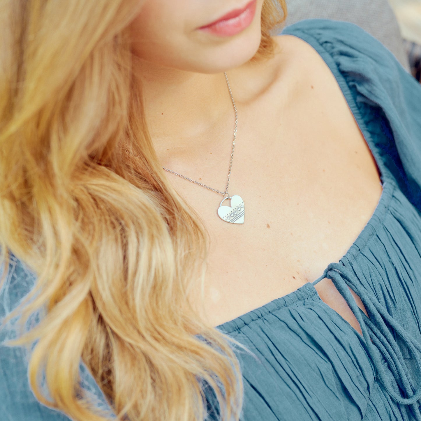 Row of Hearts Necklace (Pewter)