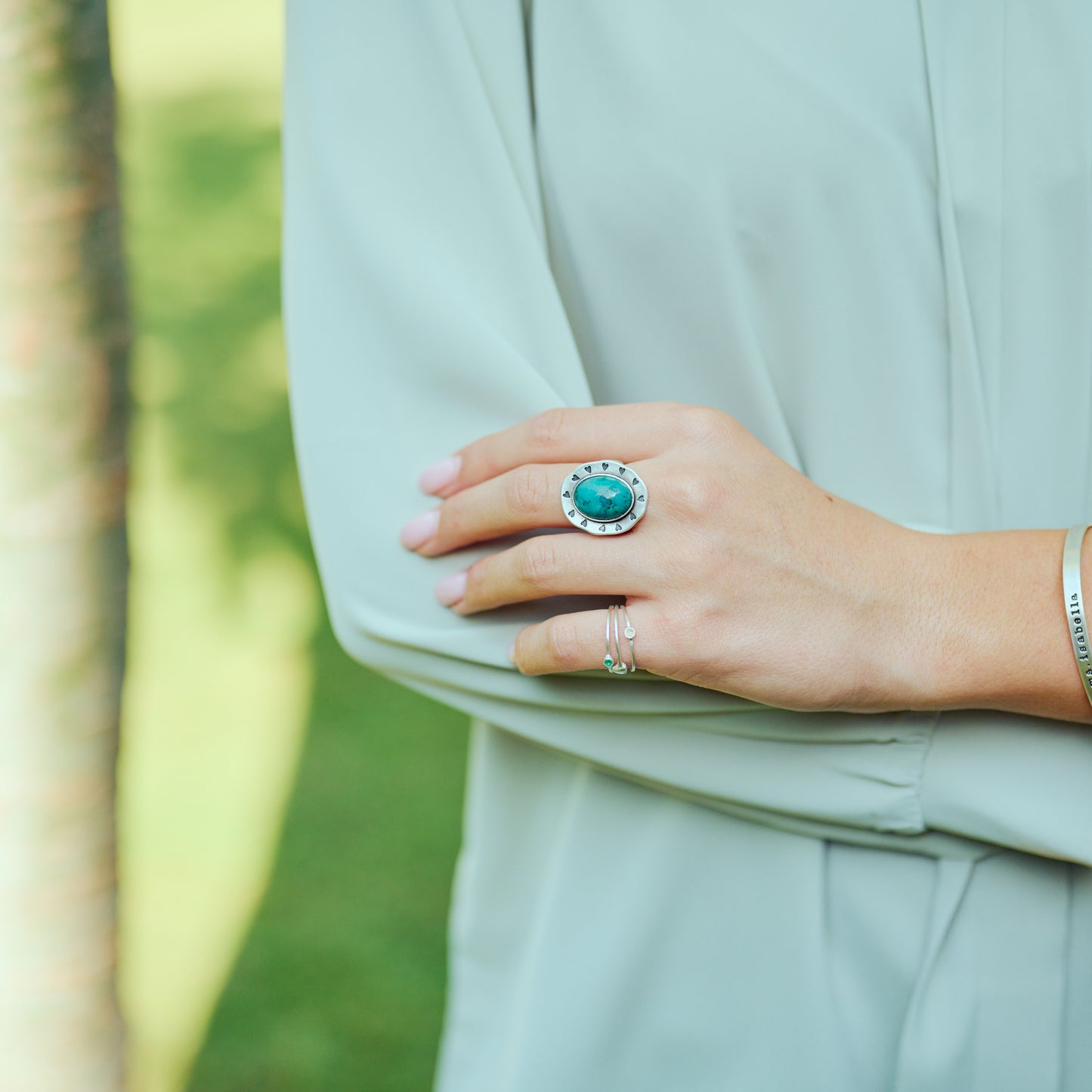 Love Surrounds me Turquoise Ring (Sterling Silver)