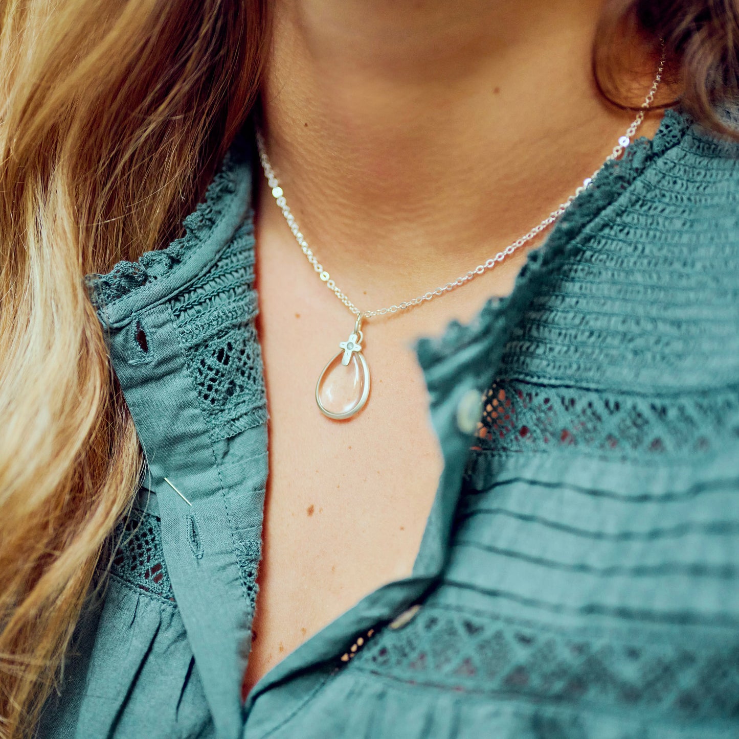 Clear and Bright Birthstone Cross Necklace (Sterling Silver)