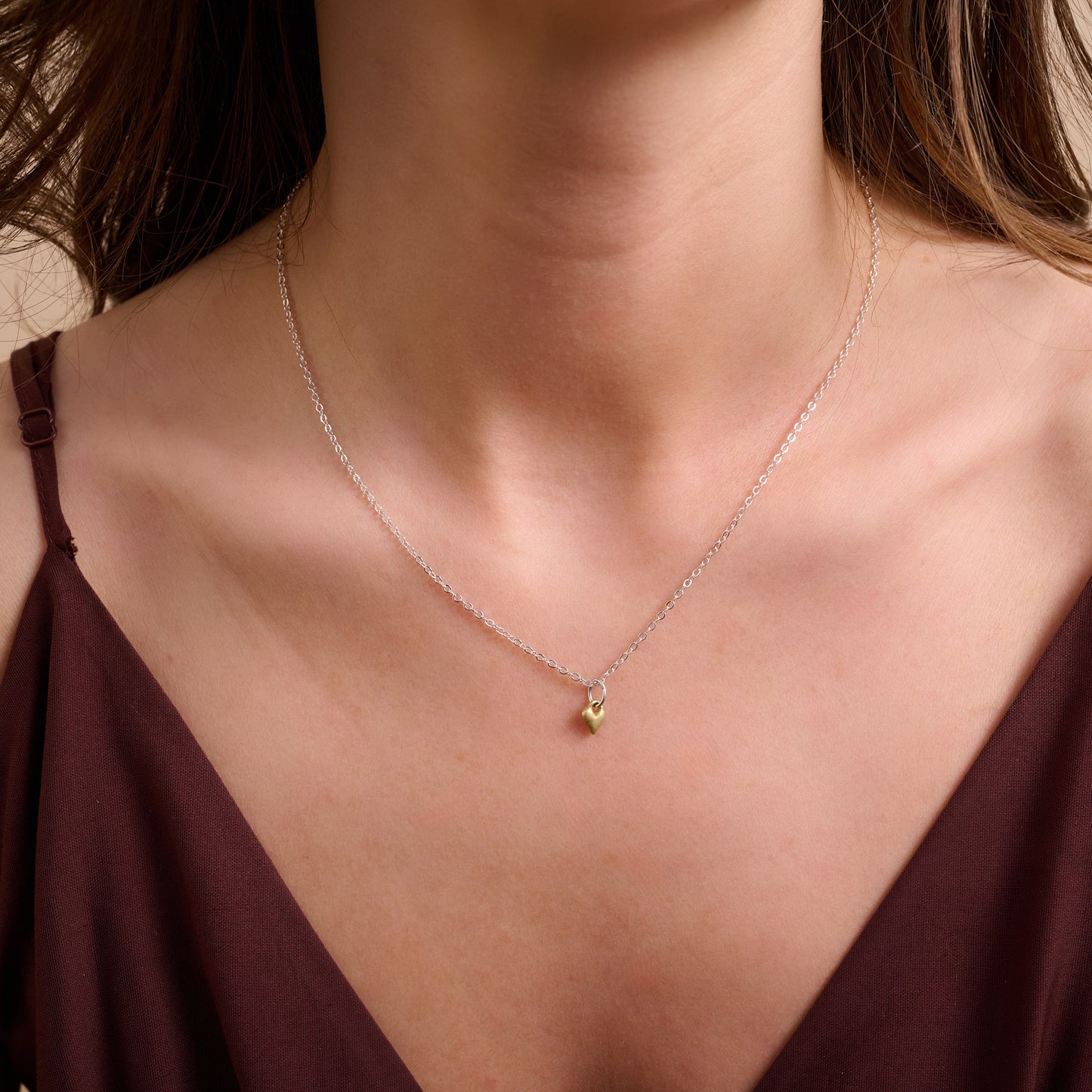 One Little Heart Necklace (Brass)