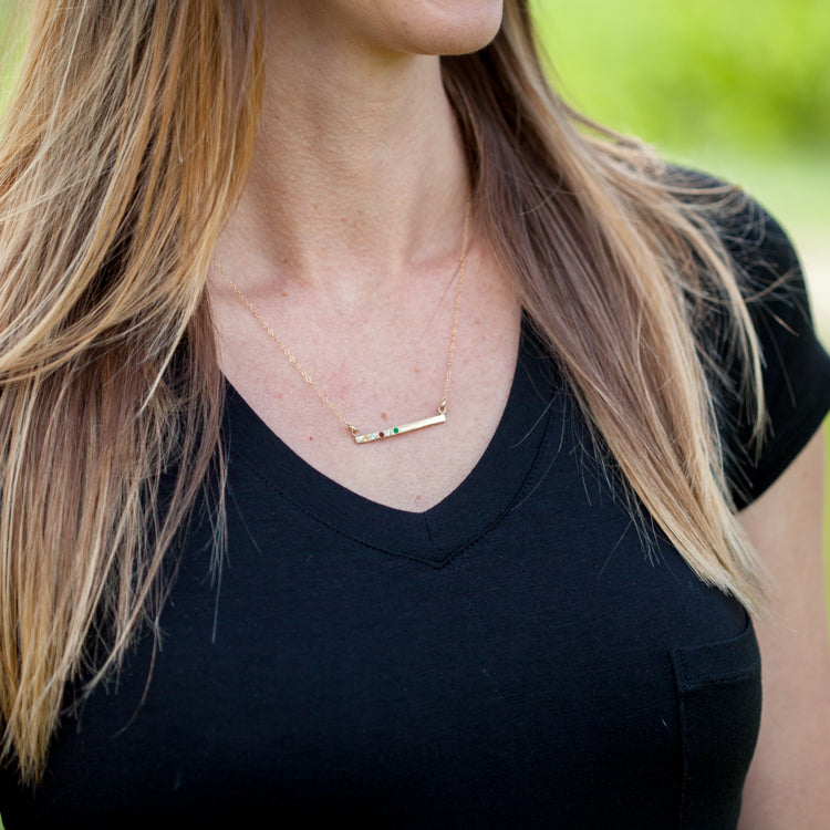 Cross Bar Birthstone Necklace (Gold Vermeil)