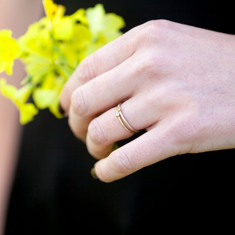 Dainty Finespun Birthstone Ring (14K Solid Gold)