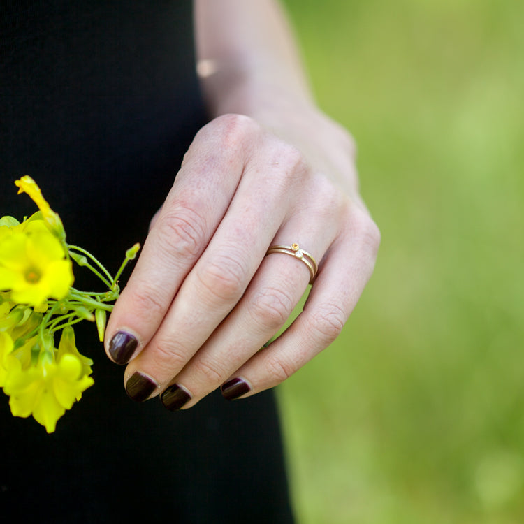 Dainty Finespun Birthstone Ring (14K Solid Gold)