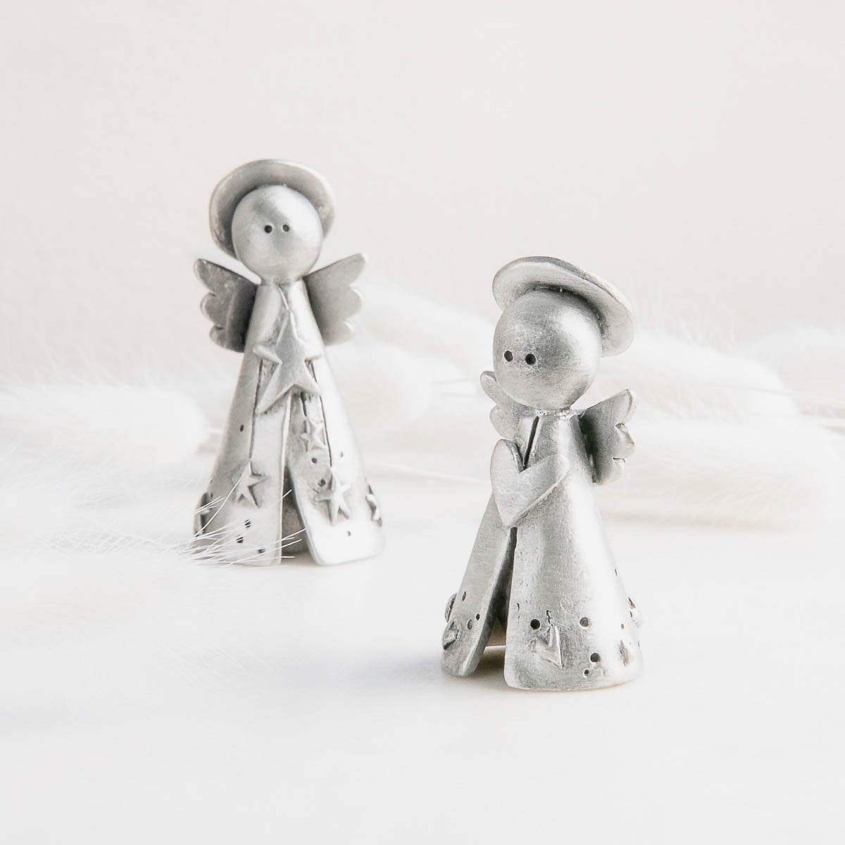 Angels on high figurine set hand-molded