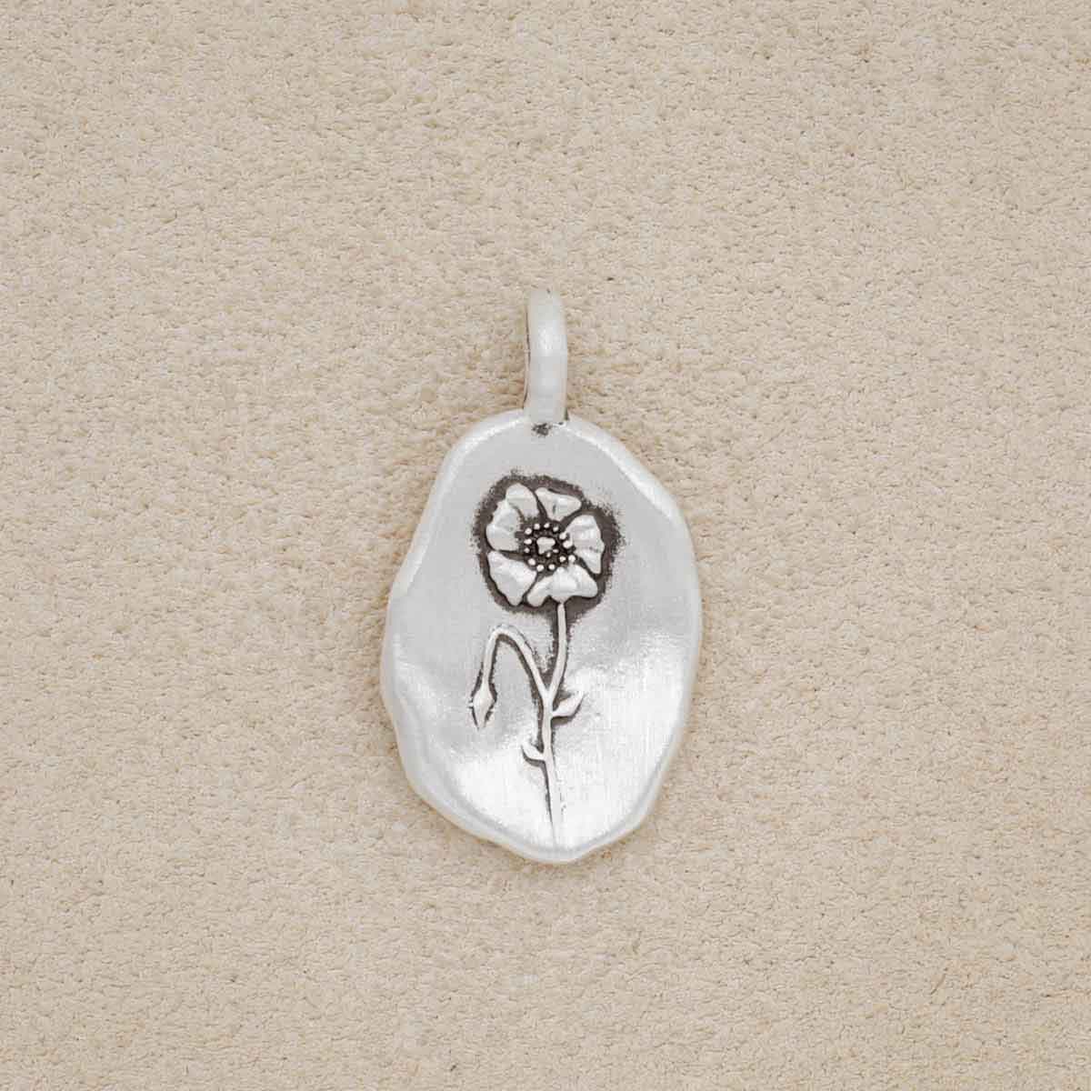 August Birth Flower Charm (Sterling Silver)