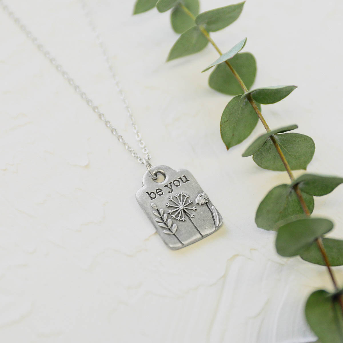 Be You Necklace and Keepsake Dish Gift Set (Pewter)