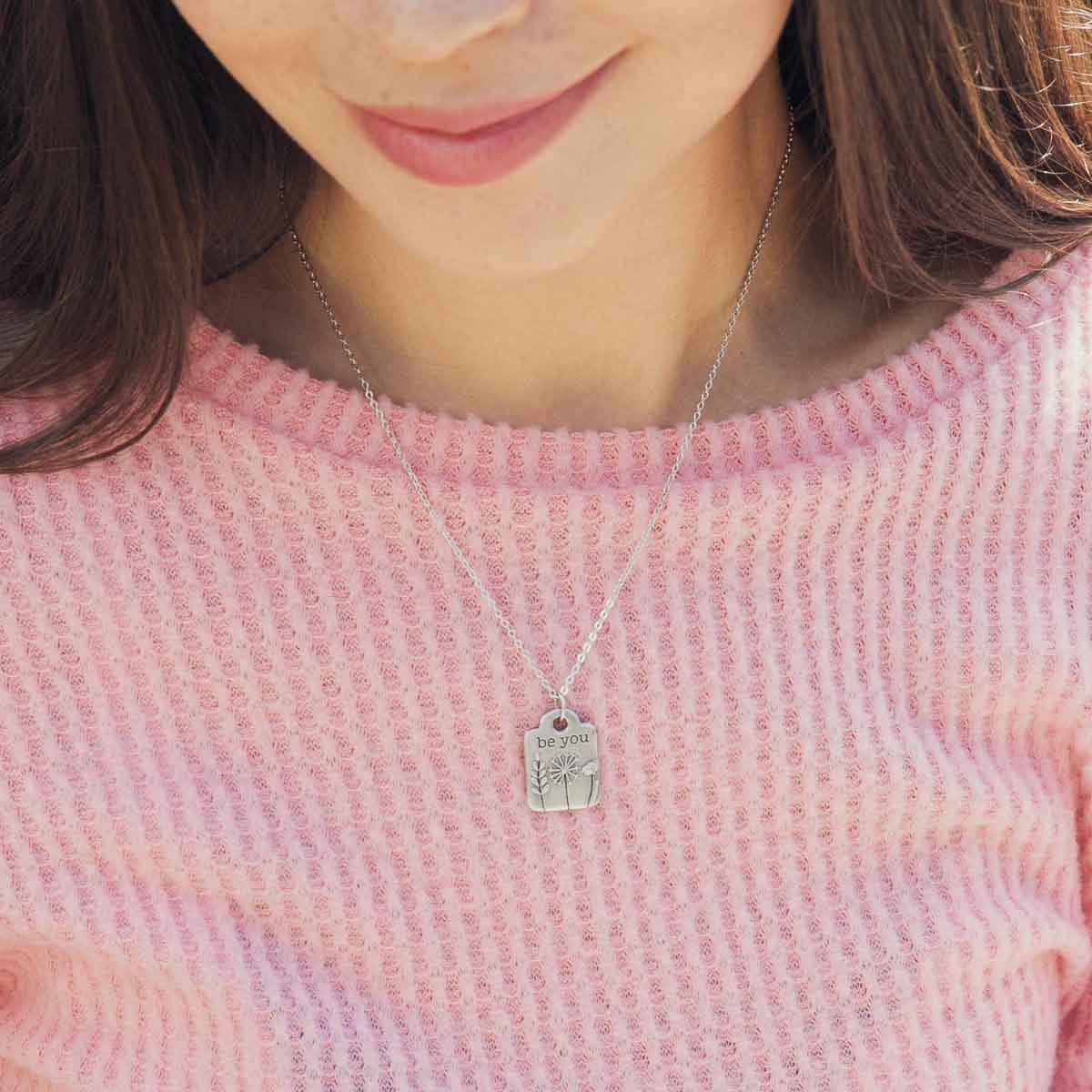 Be You Necklace and Keepsake Dish Gift Set (Pewter)
