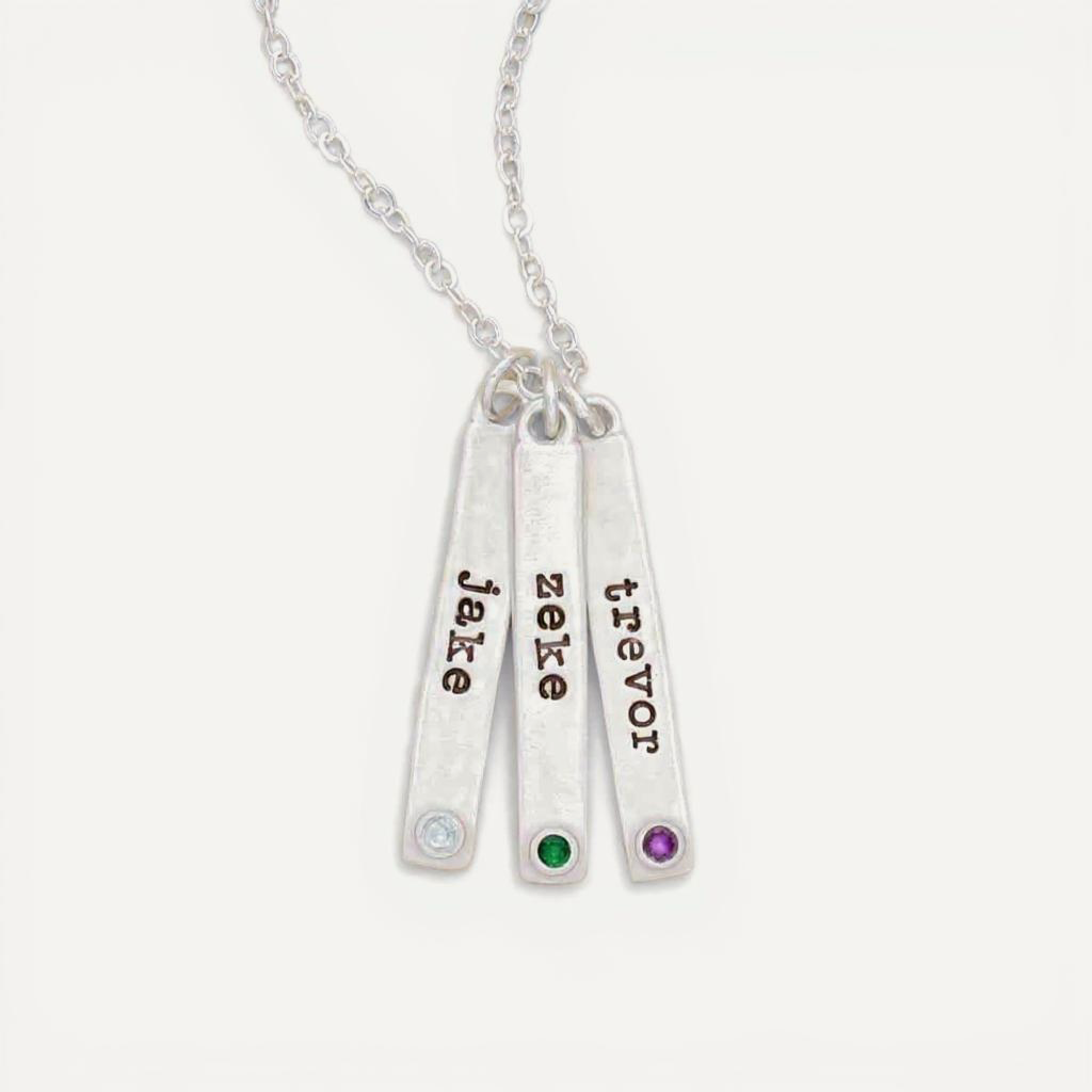 Bezel Birthstone Necklace (Sterling Silver)