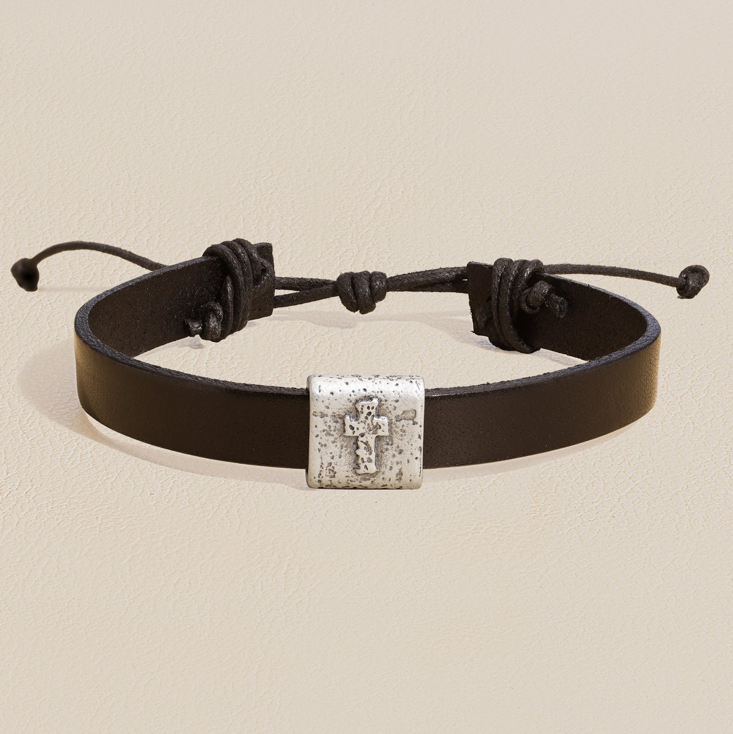 Equitable Leather Cross Bracelet (Black)