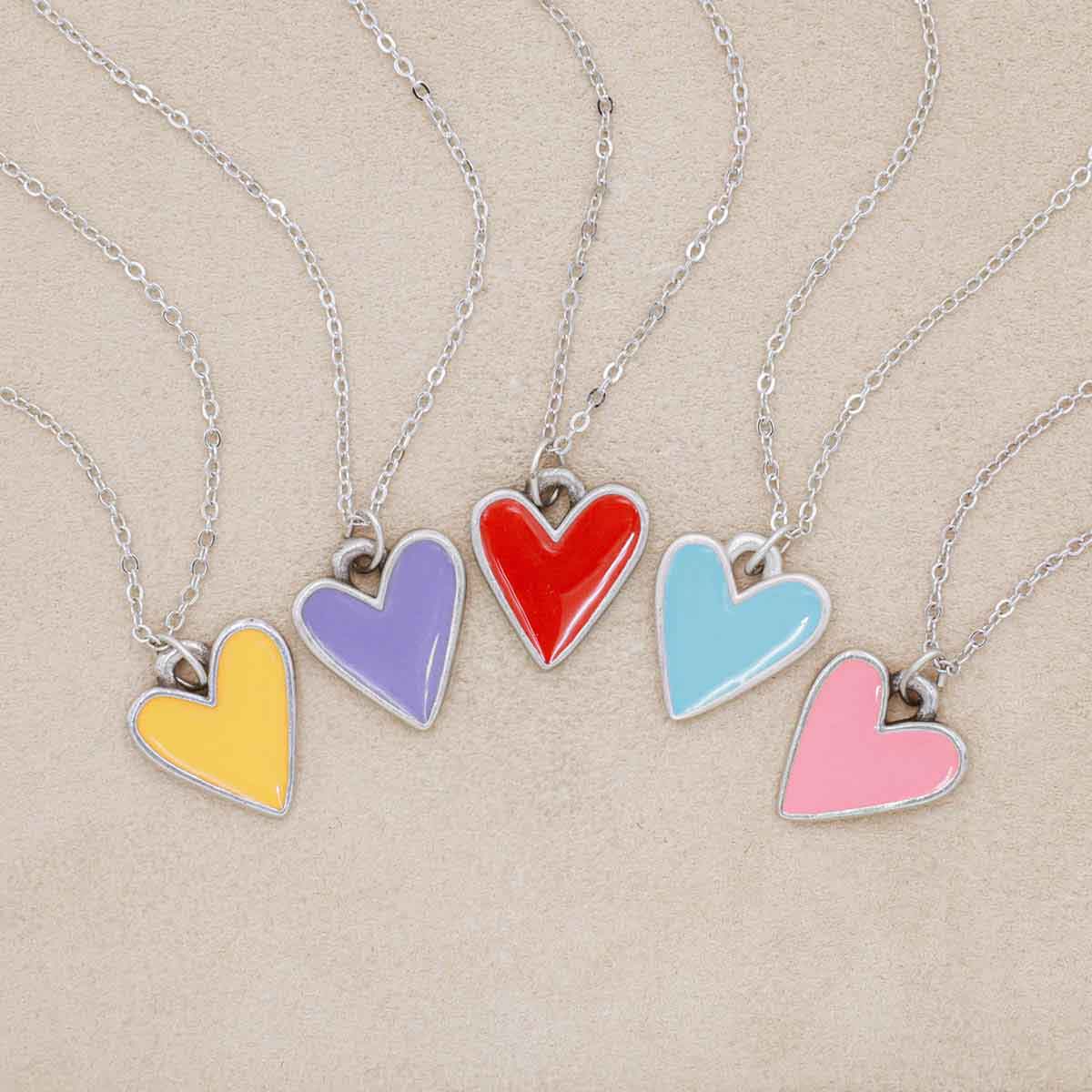 Brave Love heart necklace handcrafted in pewter with choice of color epoxy